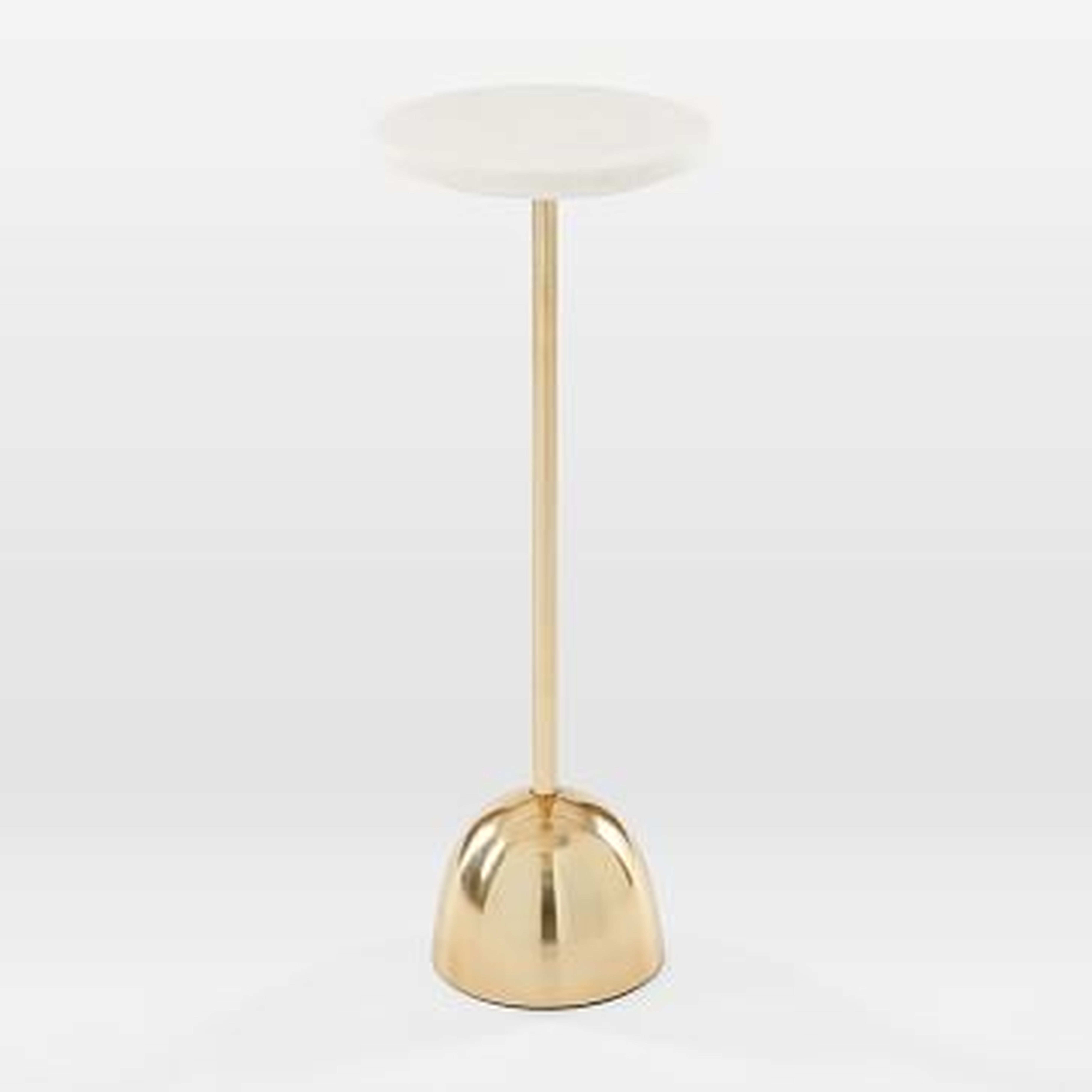 Marble + Brass Drink Table, Round, Metal, Marble - West Elm