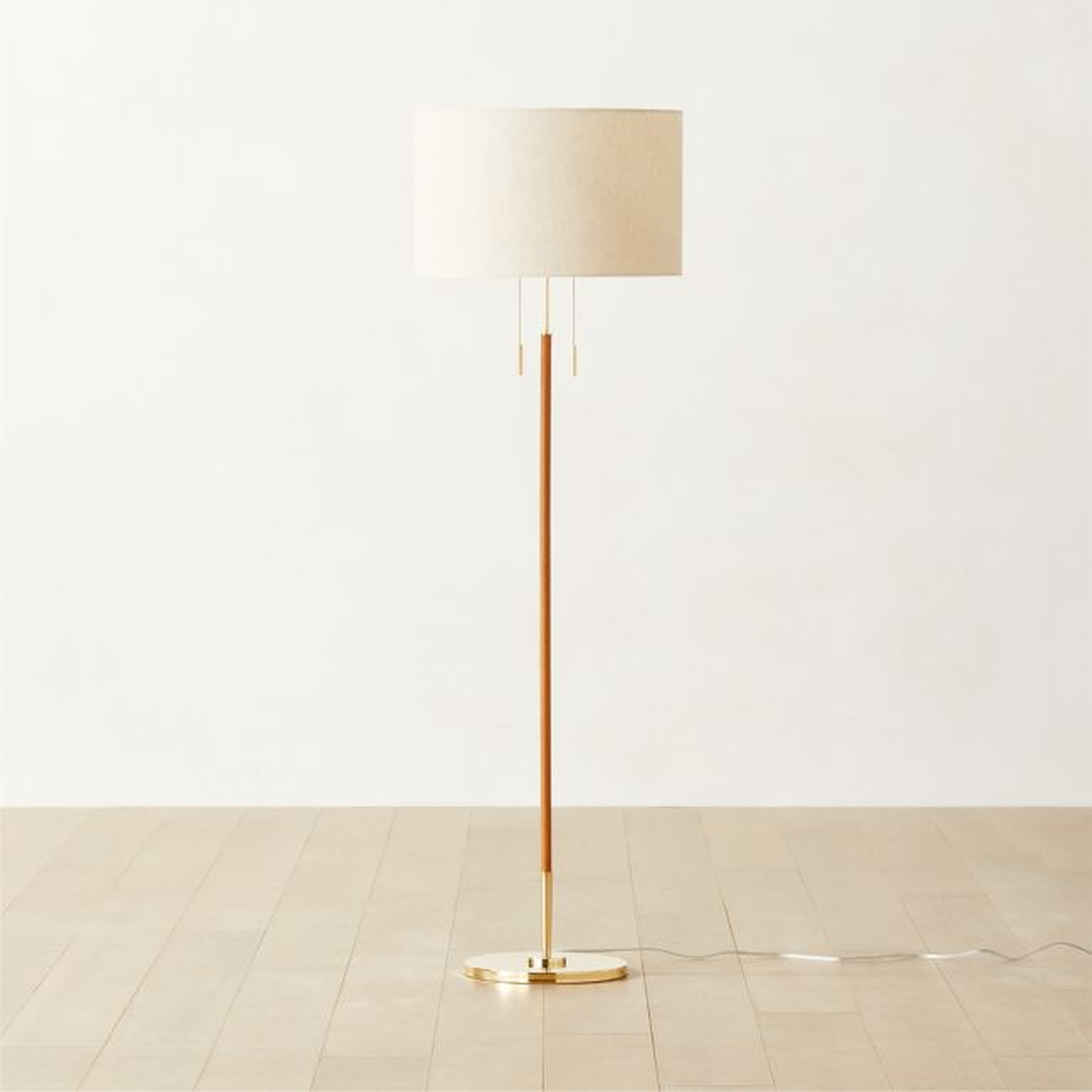 Prix Leather and Polished Brass Floor Lamp - CB2