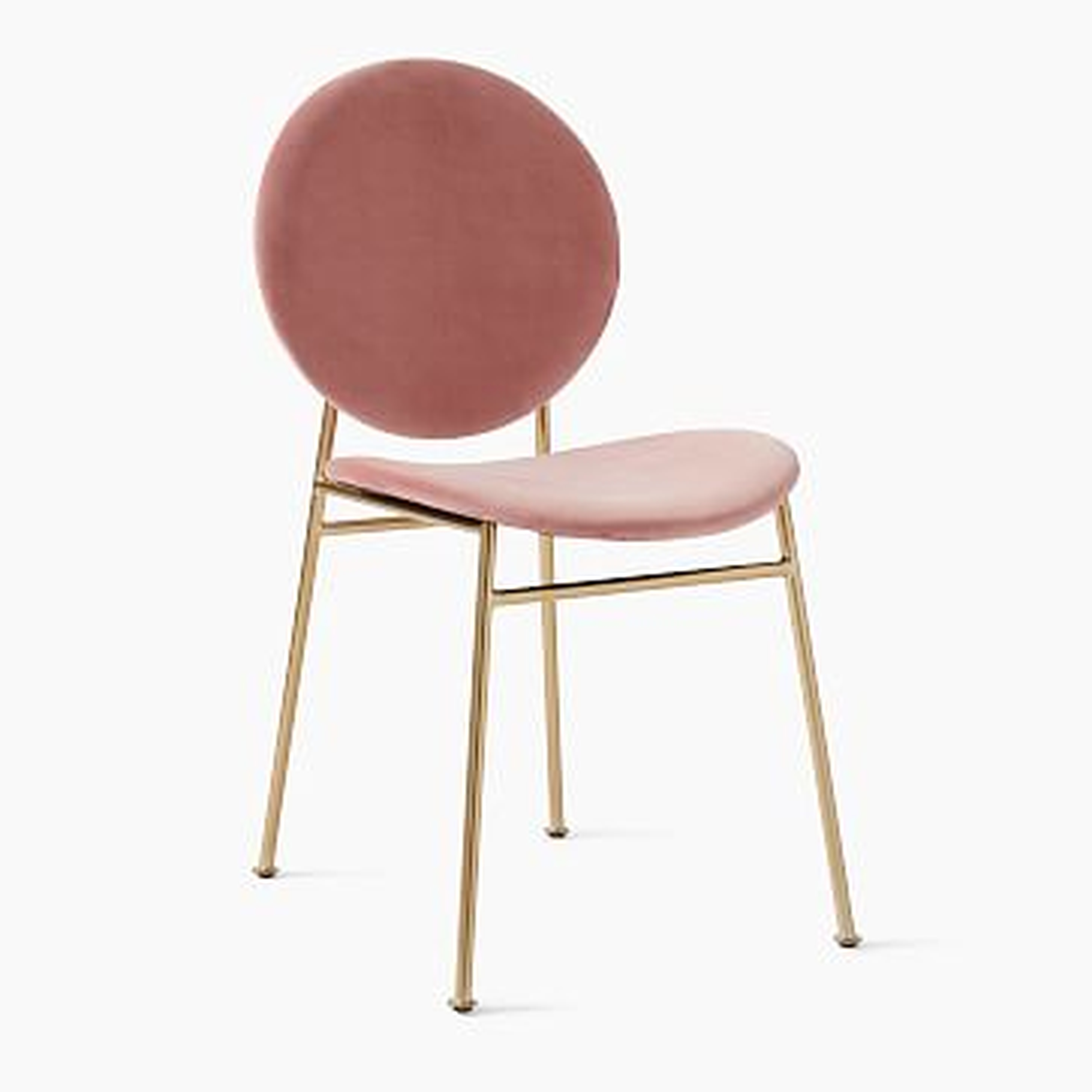 Ingrid Dining Chair, Astor Velvet, Pink Grapefruit, Light Bronze - West Elm