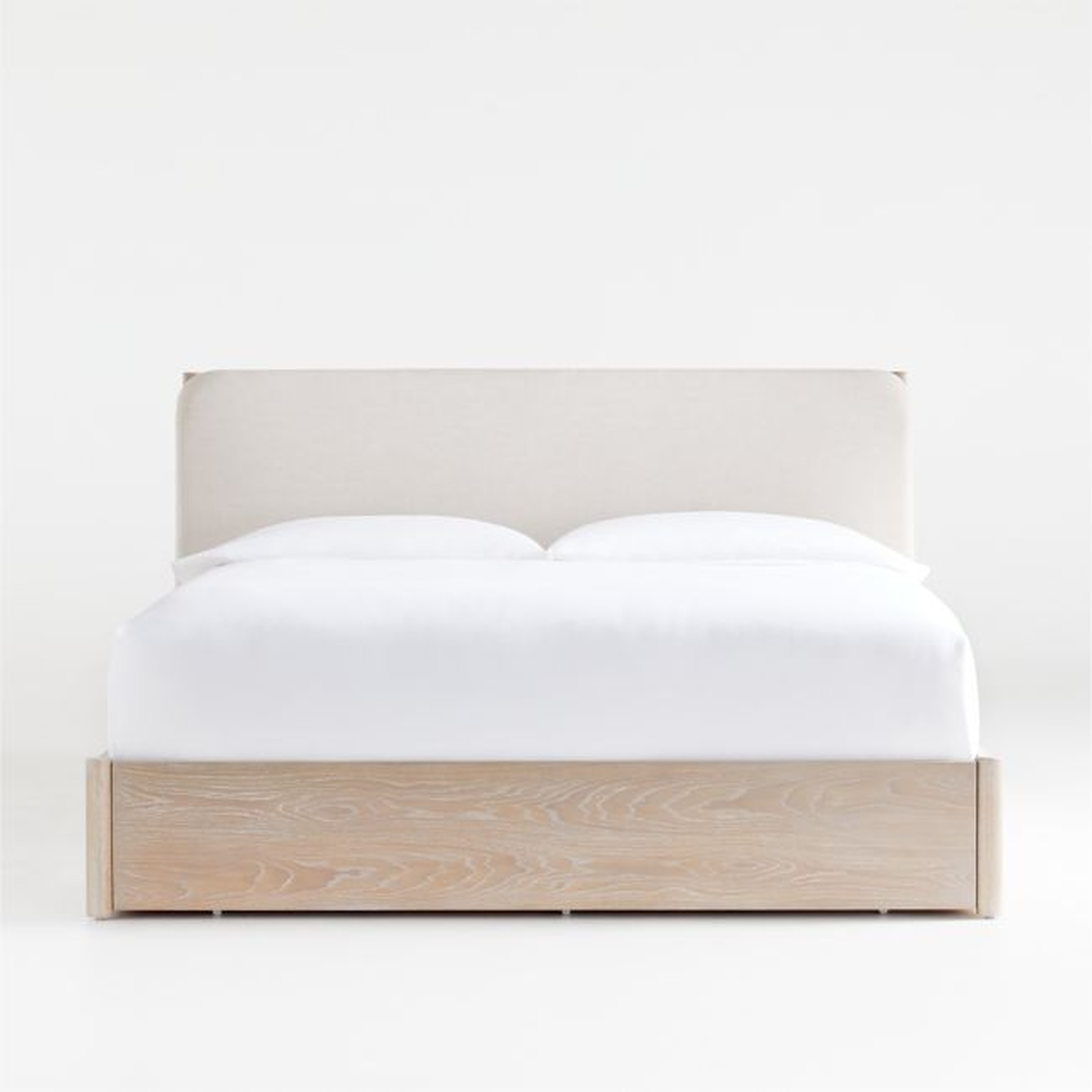 Casa White Oak Wood King Storage Bed with Outlet - Crate and Barrel
