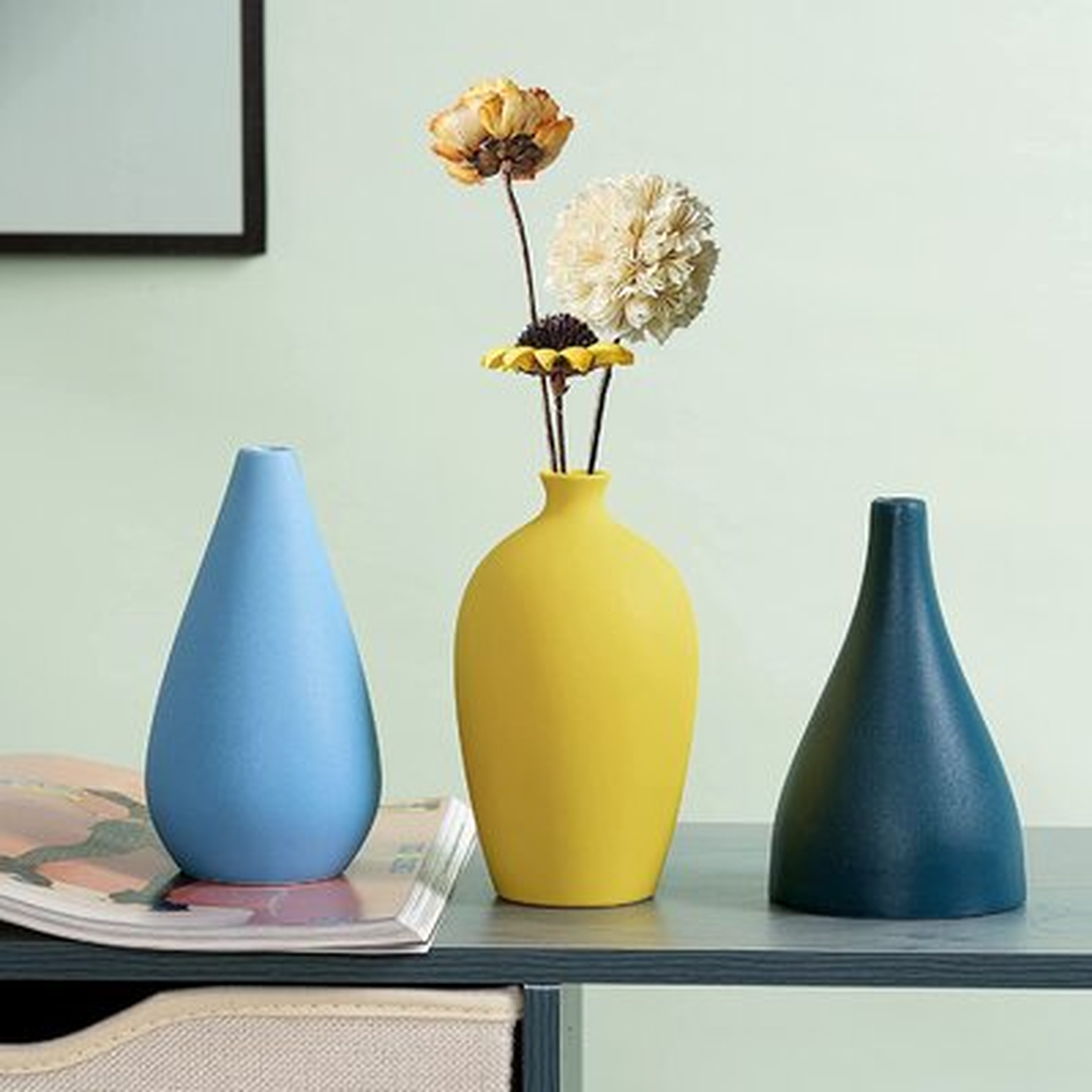 Flower Vase, Sets Of 3,Ceramic Innovative Pattern Vase,Hand-Plated Made Vase,Decor Vase For Home Office Wedding Holiday & Party - Wayfair