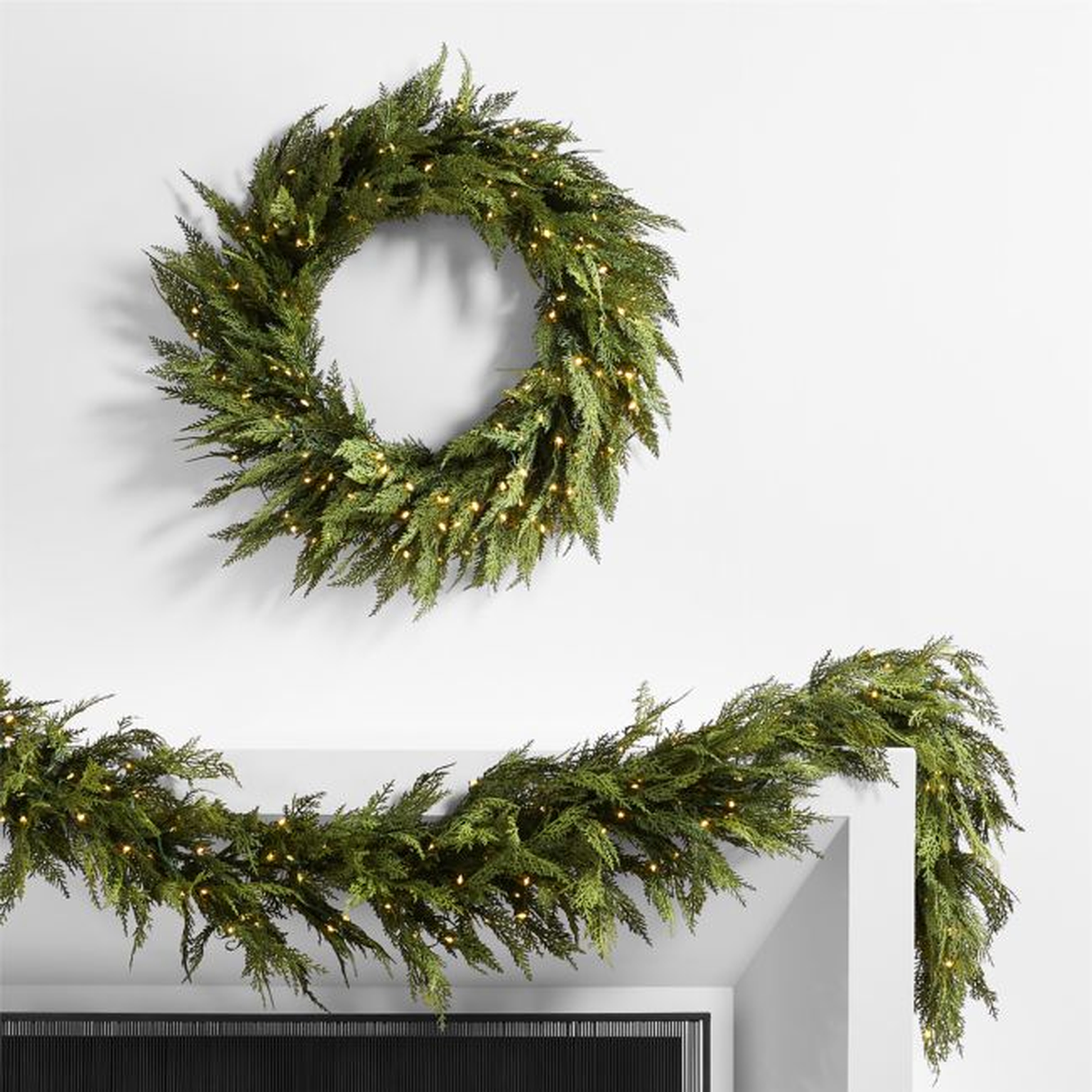 Hemlock Holiday Wreath and Garland Set - Crate and Barrel