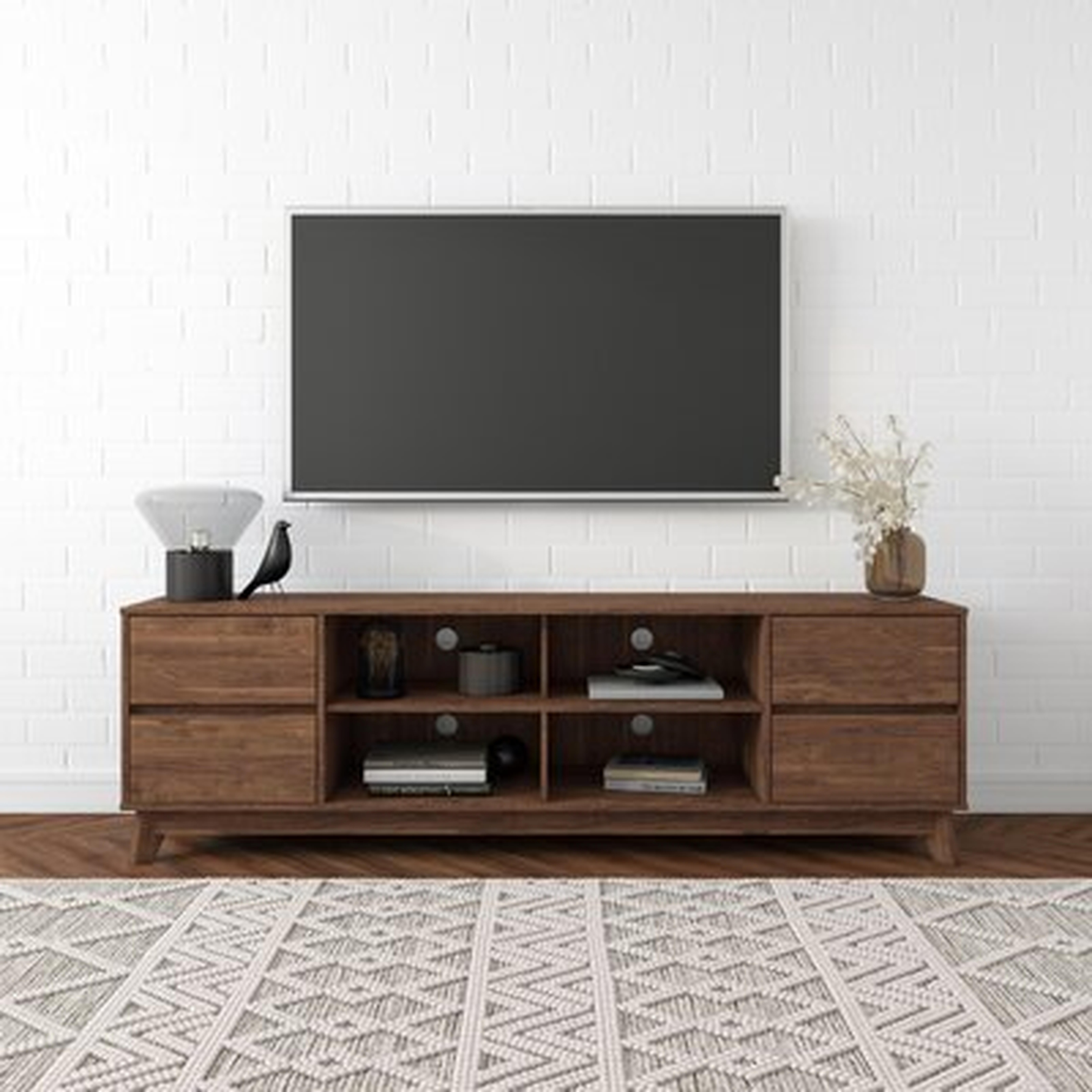 Rudd Grey Wood Grain TV Stand With Drawers For Tvs Up To 85" - Wayfair