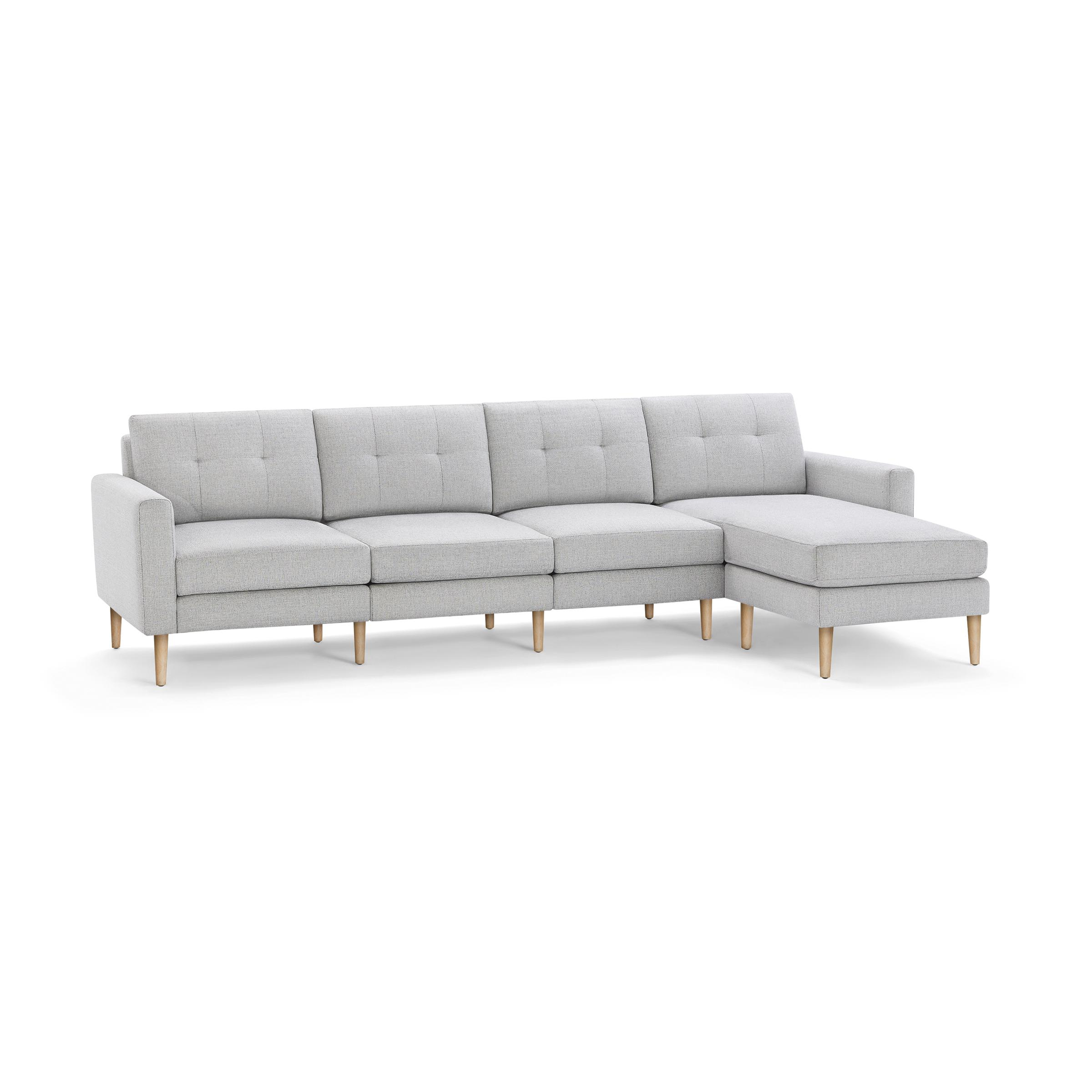 The Block Nomad King Sectional Sofa in Crushed Gravel, Oak Legs - Burrow