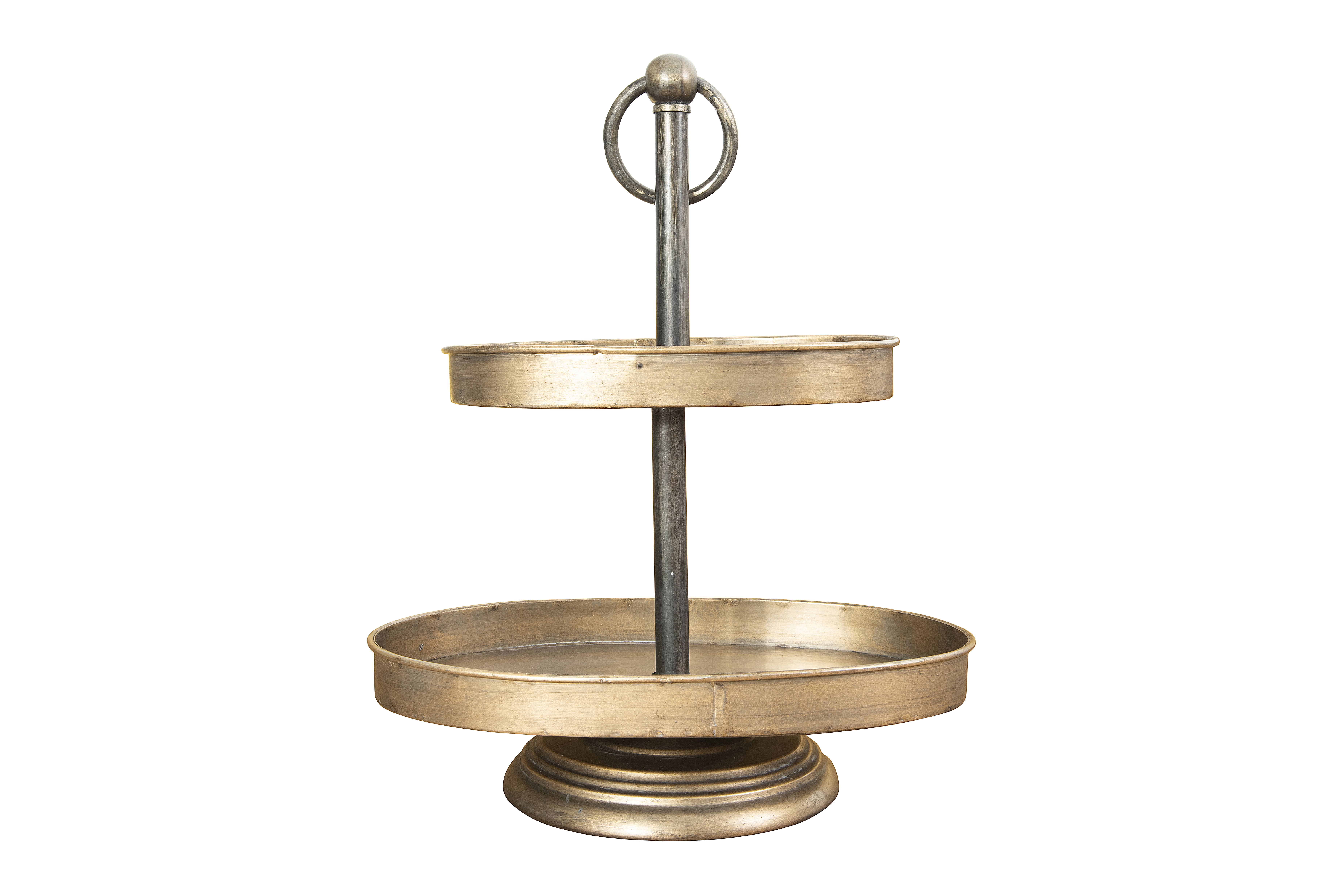 Decorative Metal 2-Tier Tray, Gold - Nomad Home