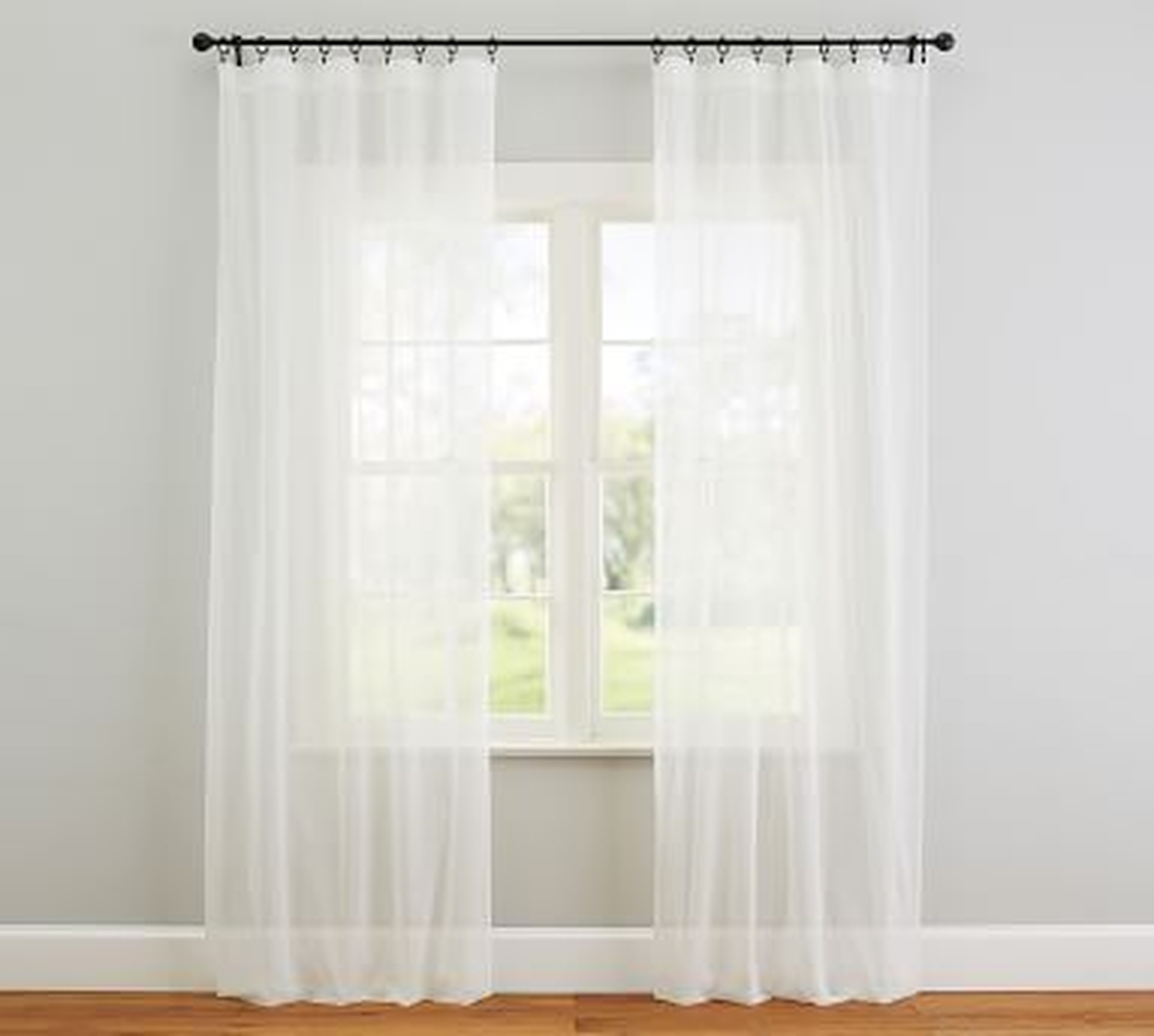 Classic Voile Sheer Pole Pocket Curtain, 50 x 108", Classic Ivory - Pottery Barn