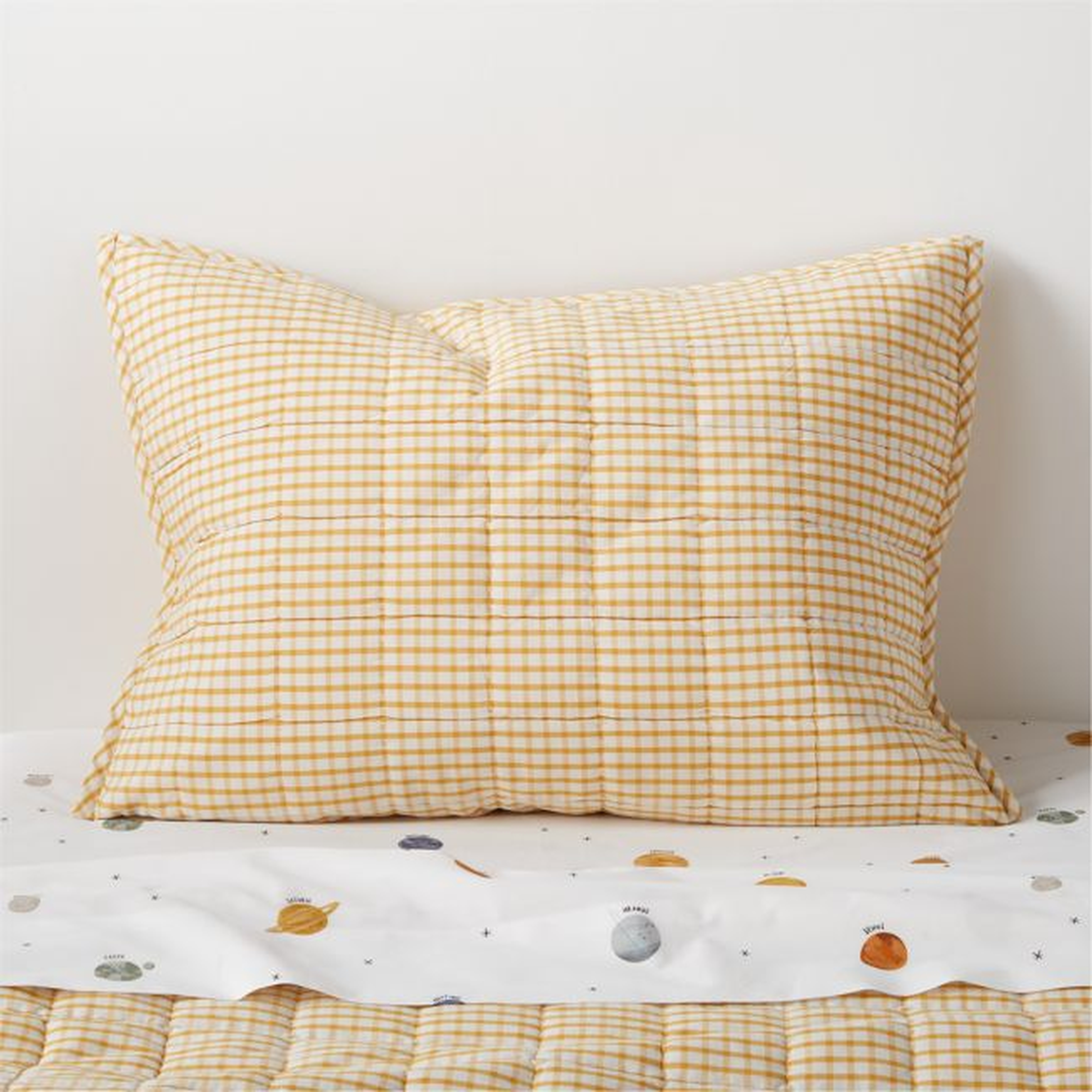 Kids Yellow Windowpane Plaid Cotton Pillow Sham - Crate & Kids