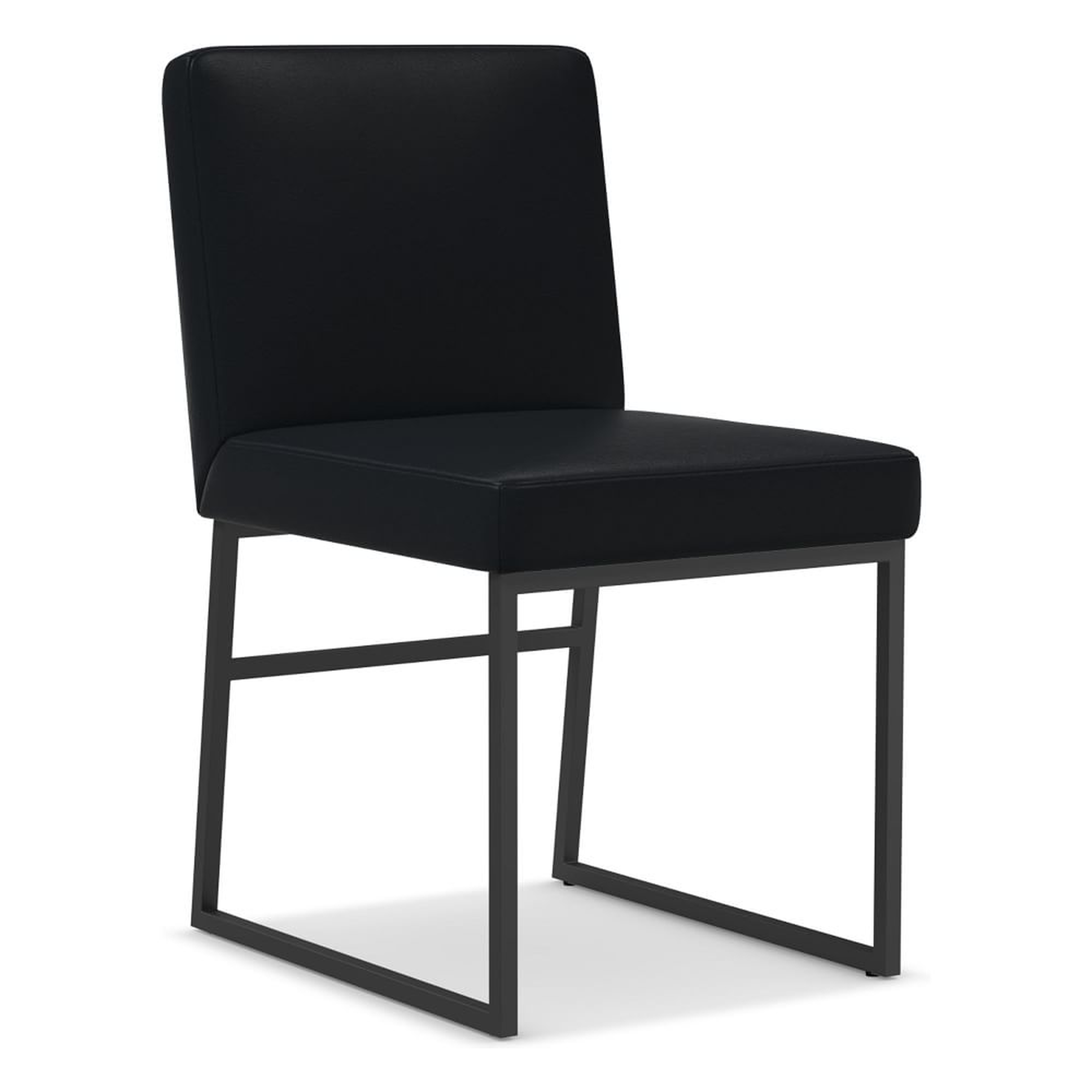 Range Side Chair, Sierra Leather, Black, Dark Bronze - West Elm