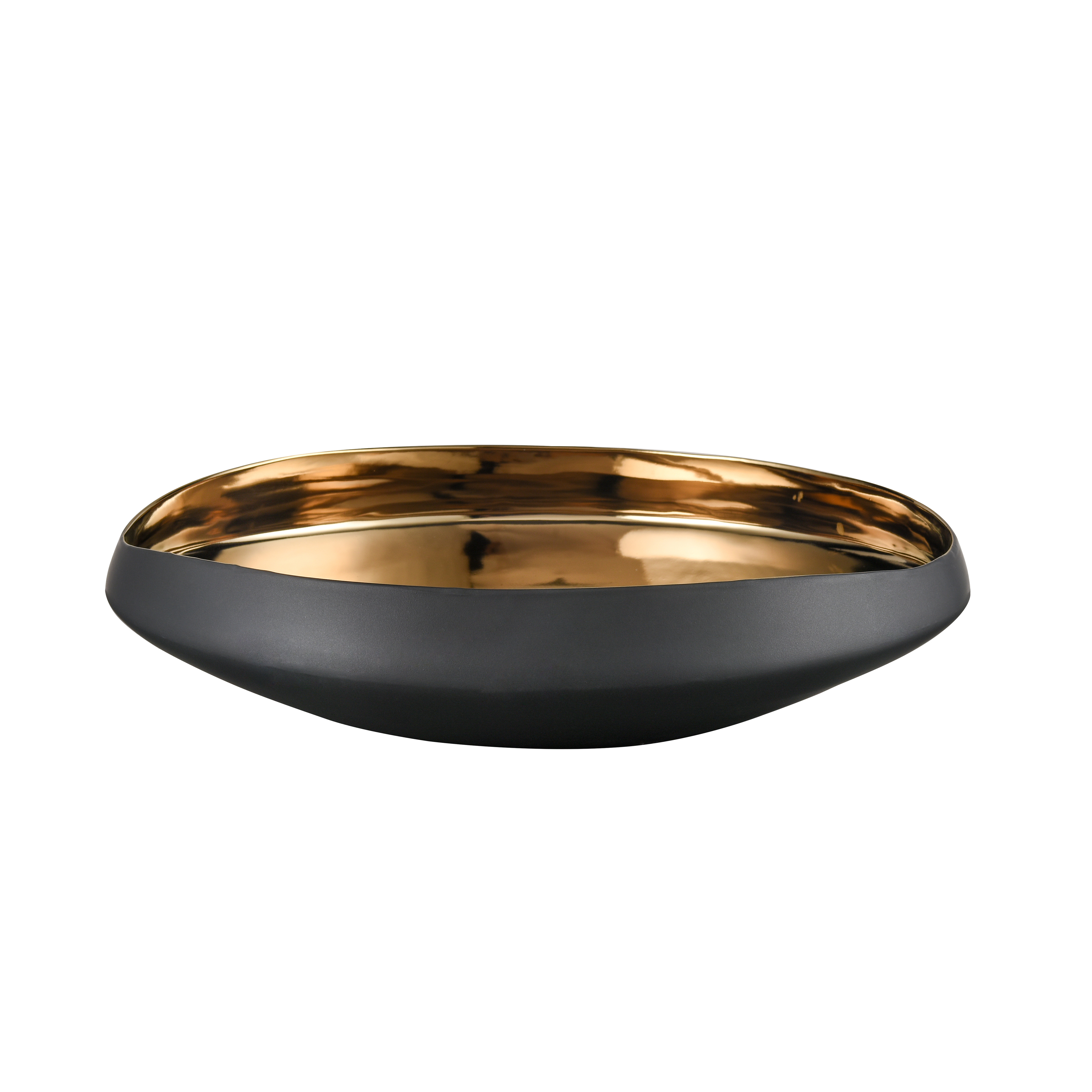 Greer Bowl - Low Black and Gold Glazed - Elk Home