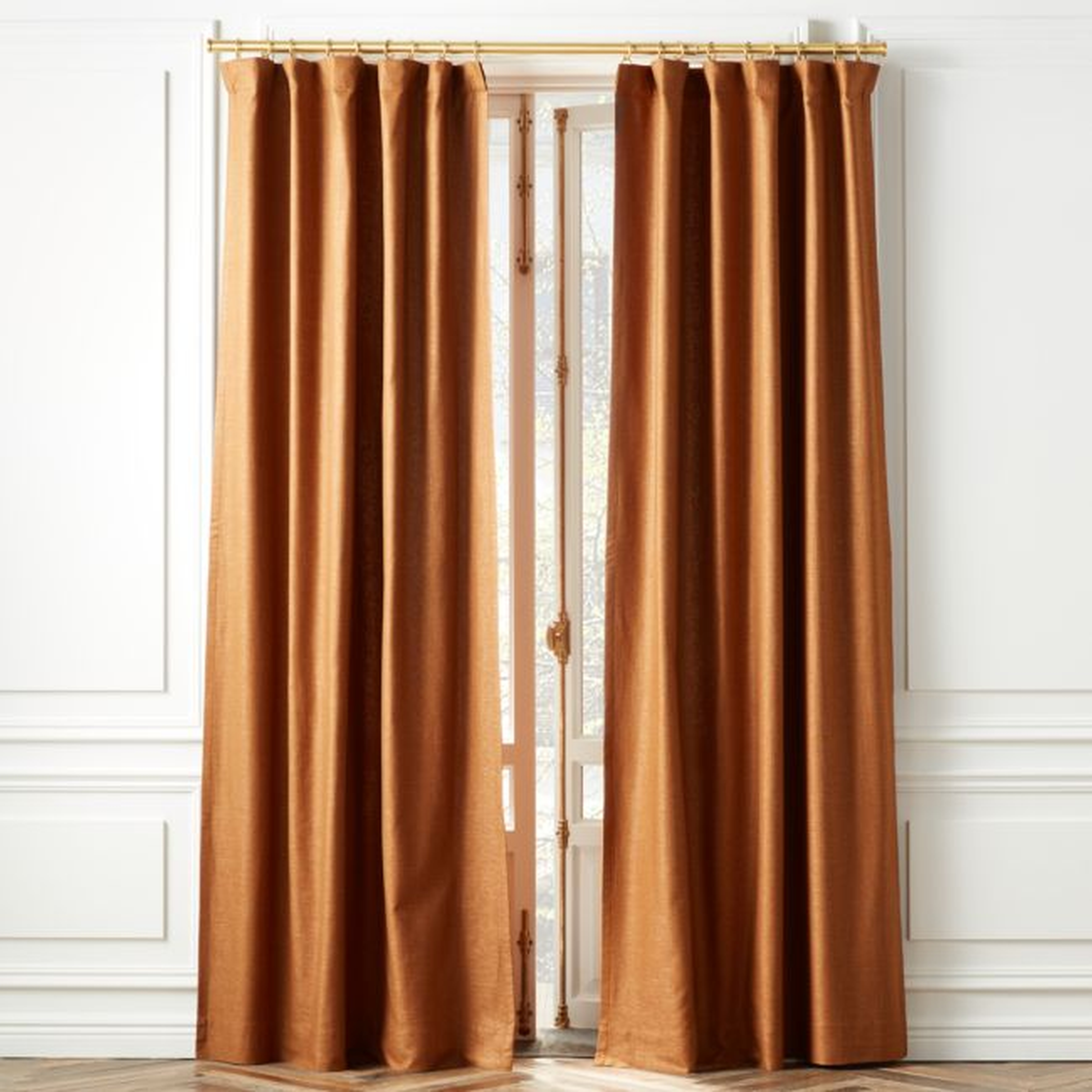 Mali Copper Silk Viscose Window Curtain Panel 48"x120" - CB2