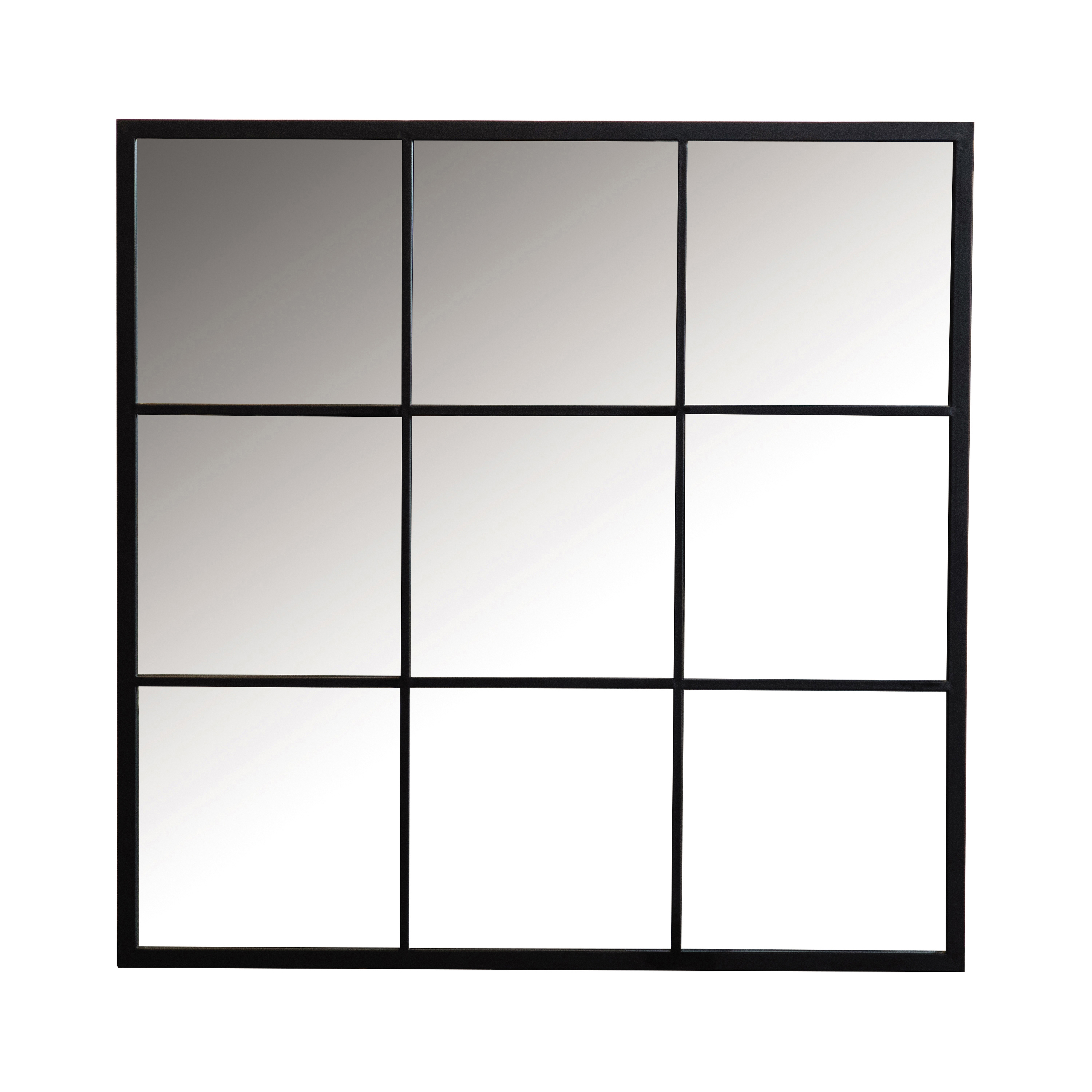Square Window Pane Wall Mirror Black - Harwich Collection