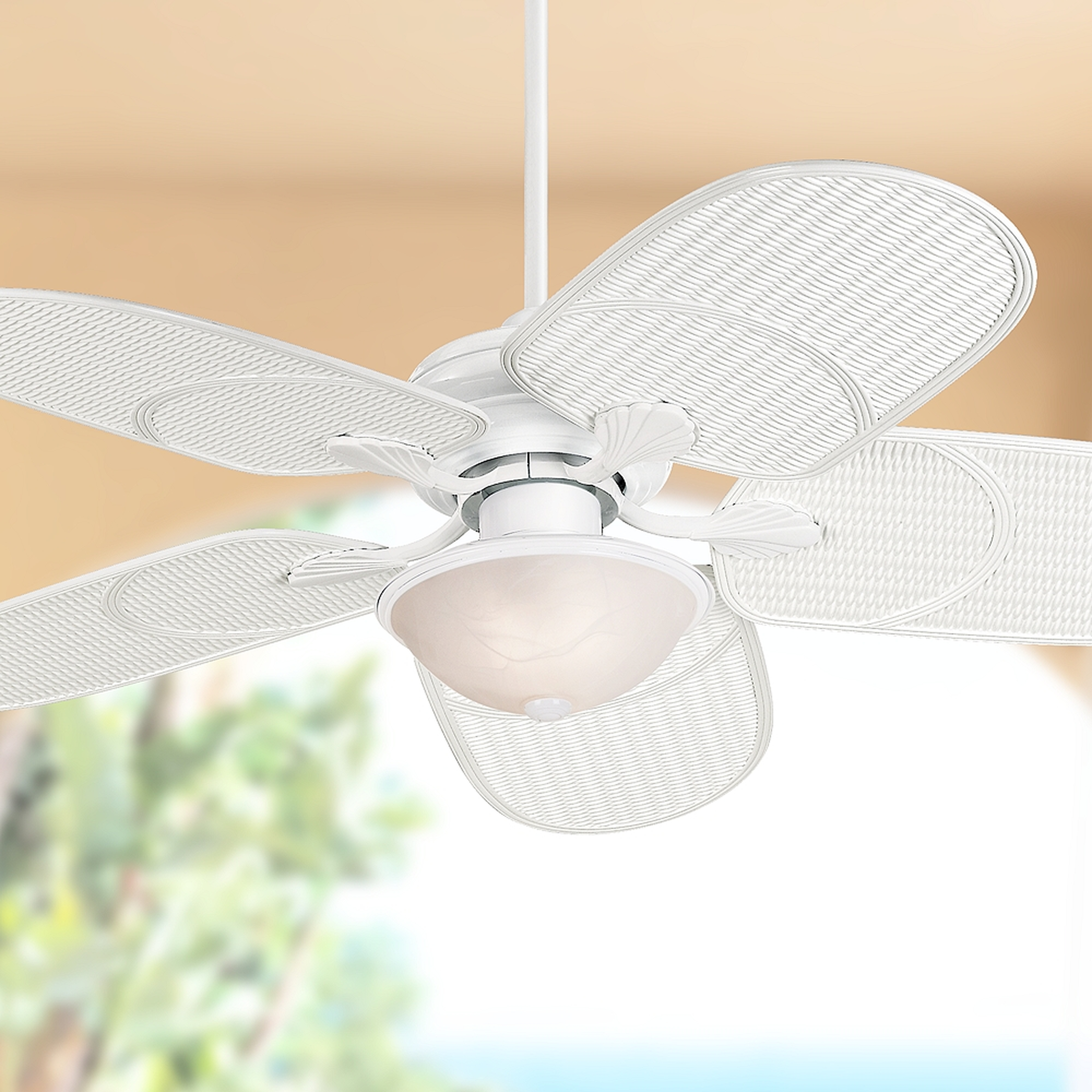 42" Casa Vieja Tropical White Outdoor LED Ceiling Fan - Style # 70T16 - Lamps Plus