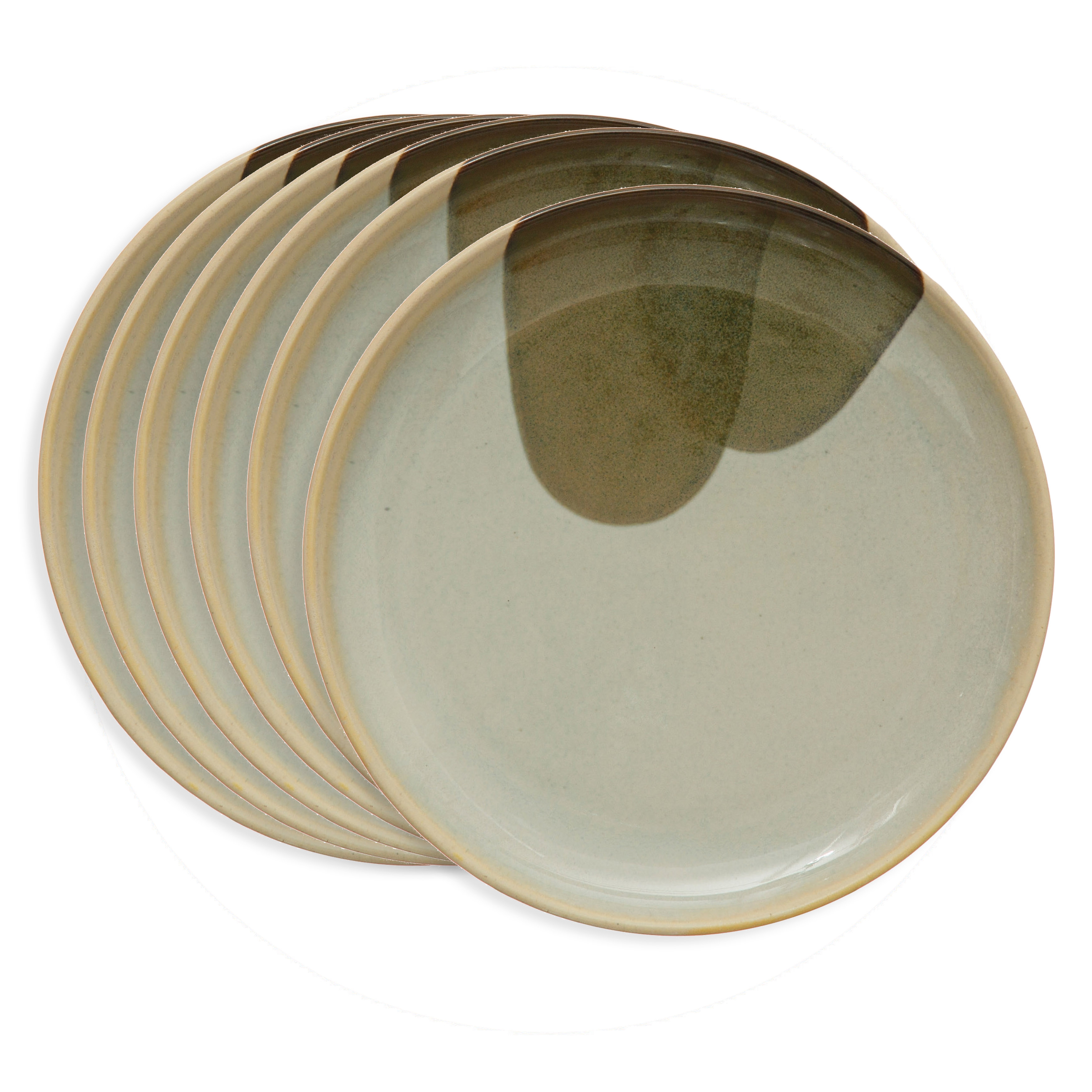 S/6 8" Round Stoneware Plate w Reactive Glaze - Nomad Home