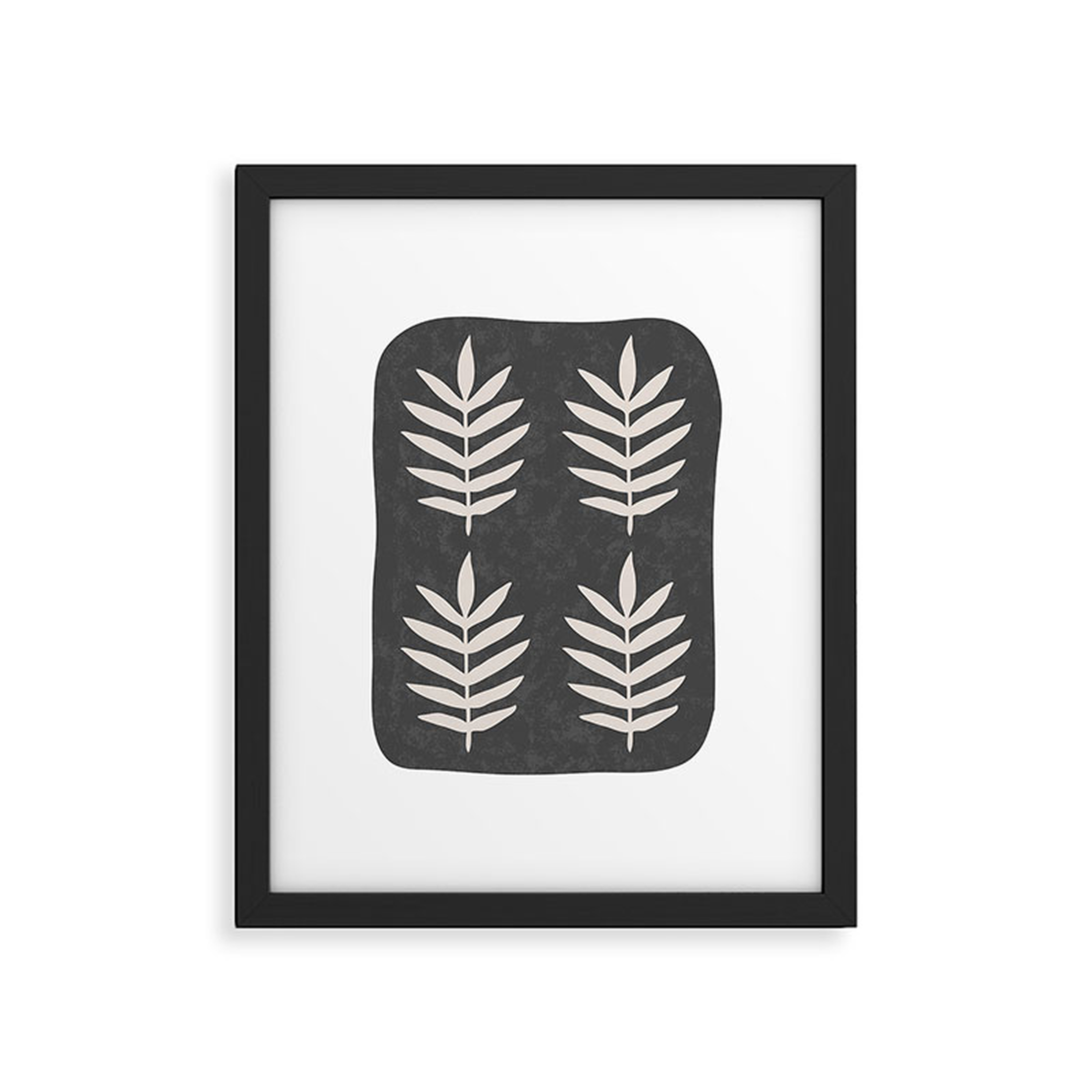 Palm Pattern, Black, Cream by Pauline Stanley - Modern Framed Art Print, Black, 16" x 20" - Haldin