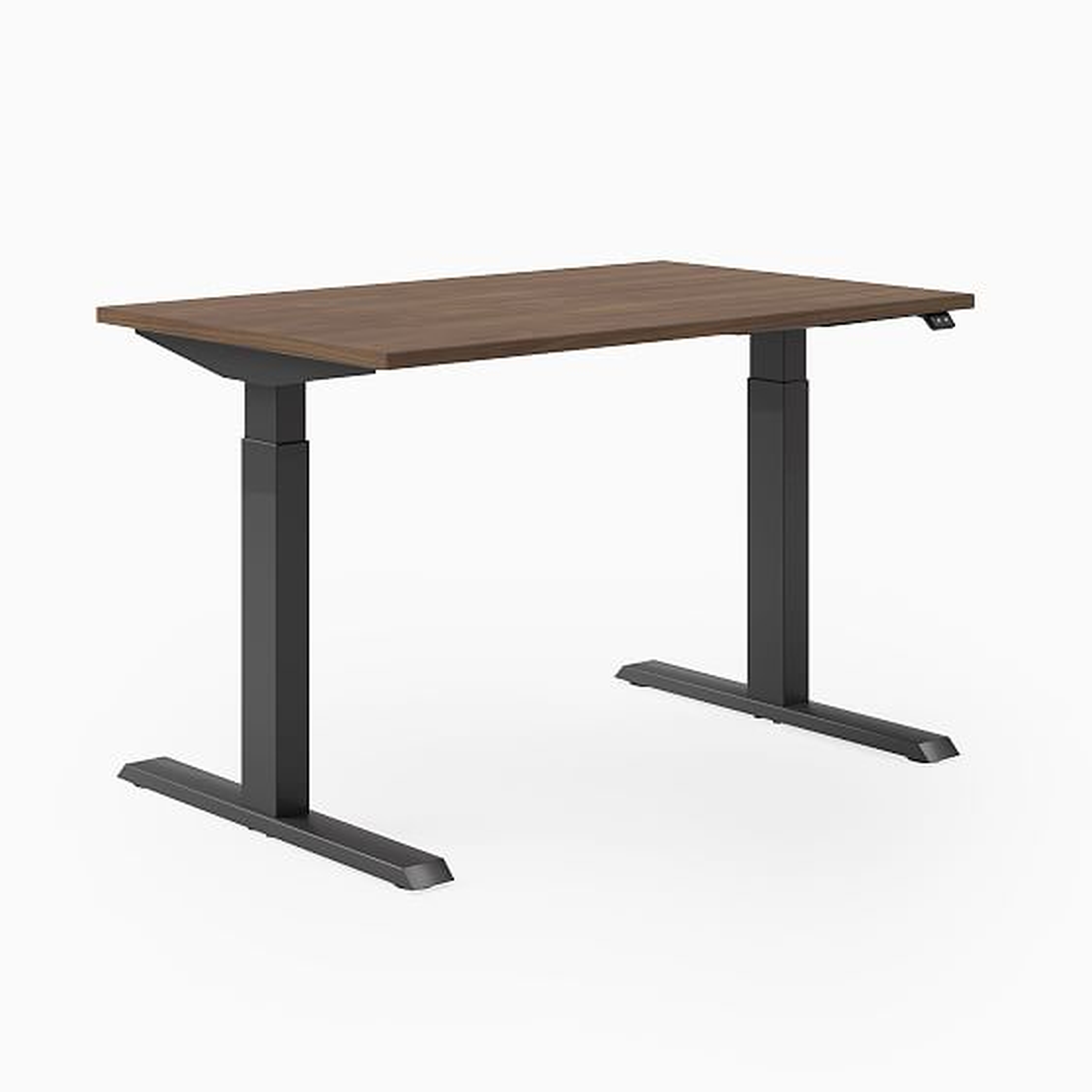 Steelcase Migration SE Height-Adjustable Desk, 29"x58", Virginia Walnut, Merle, Mitered Edge Foot - West Elm