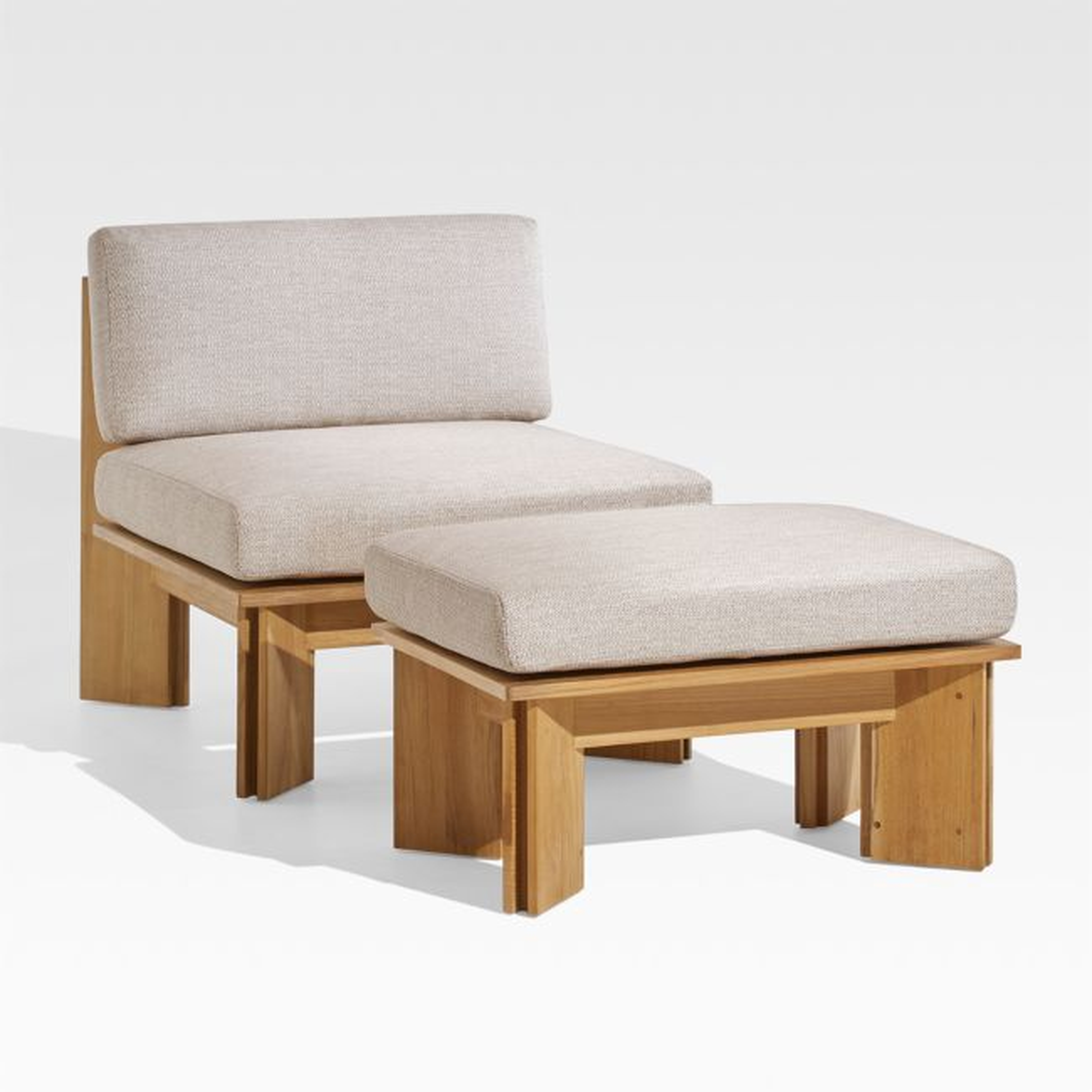 Olivos Teak Outdoor Lounge Chair with Ottoman - Crate and Barrel
