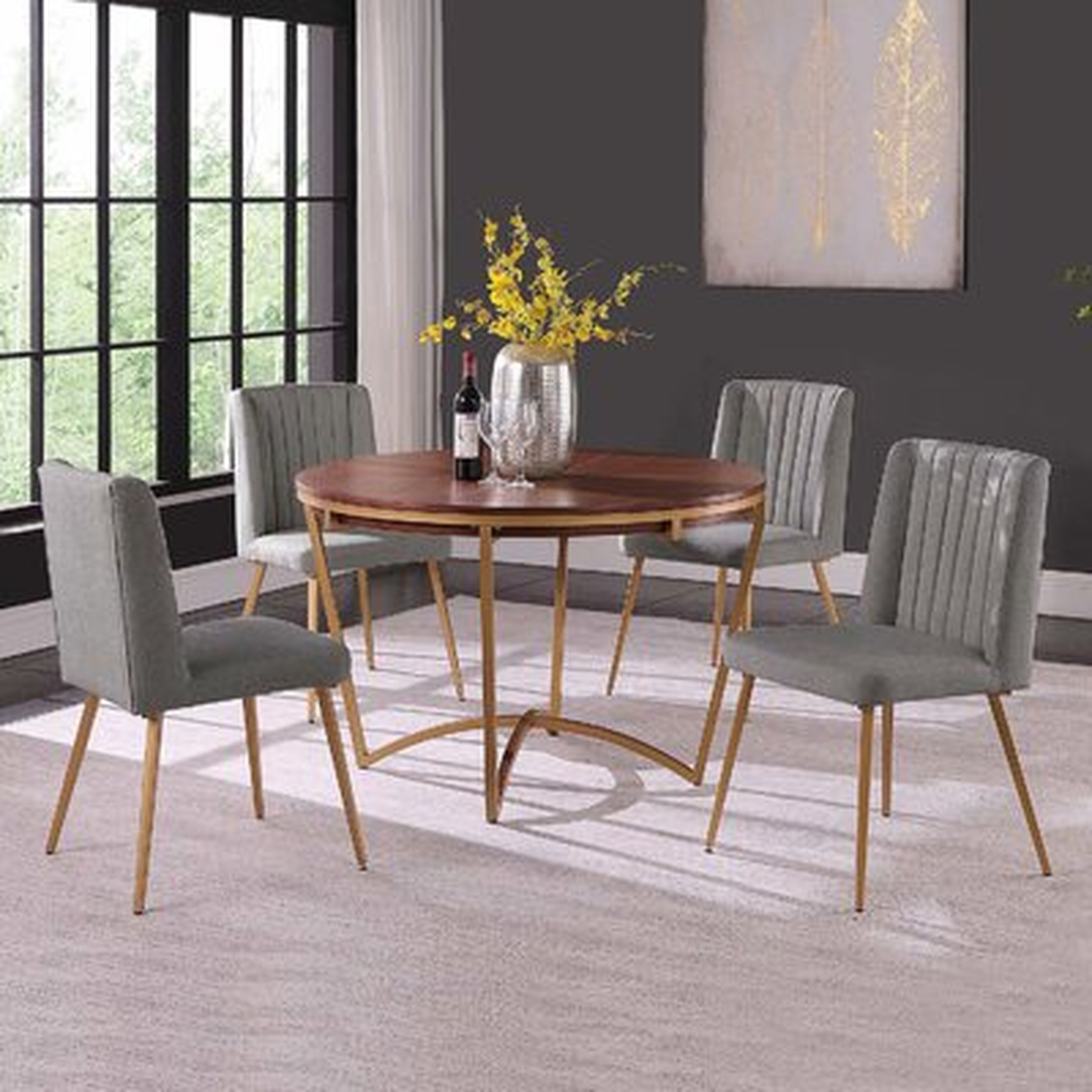 5 Pieces Round Dining Set With 4 Chairs For Modern Home Or Restaurant (Red Round Table + Beige Chair) - Wayfair