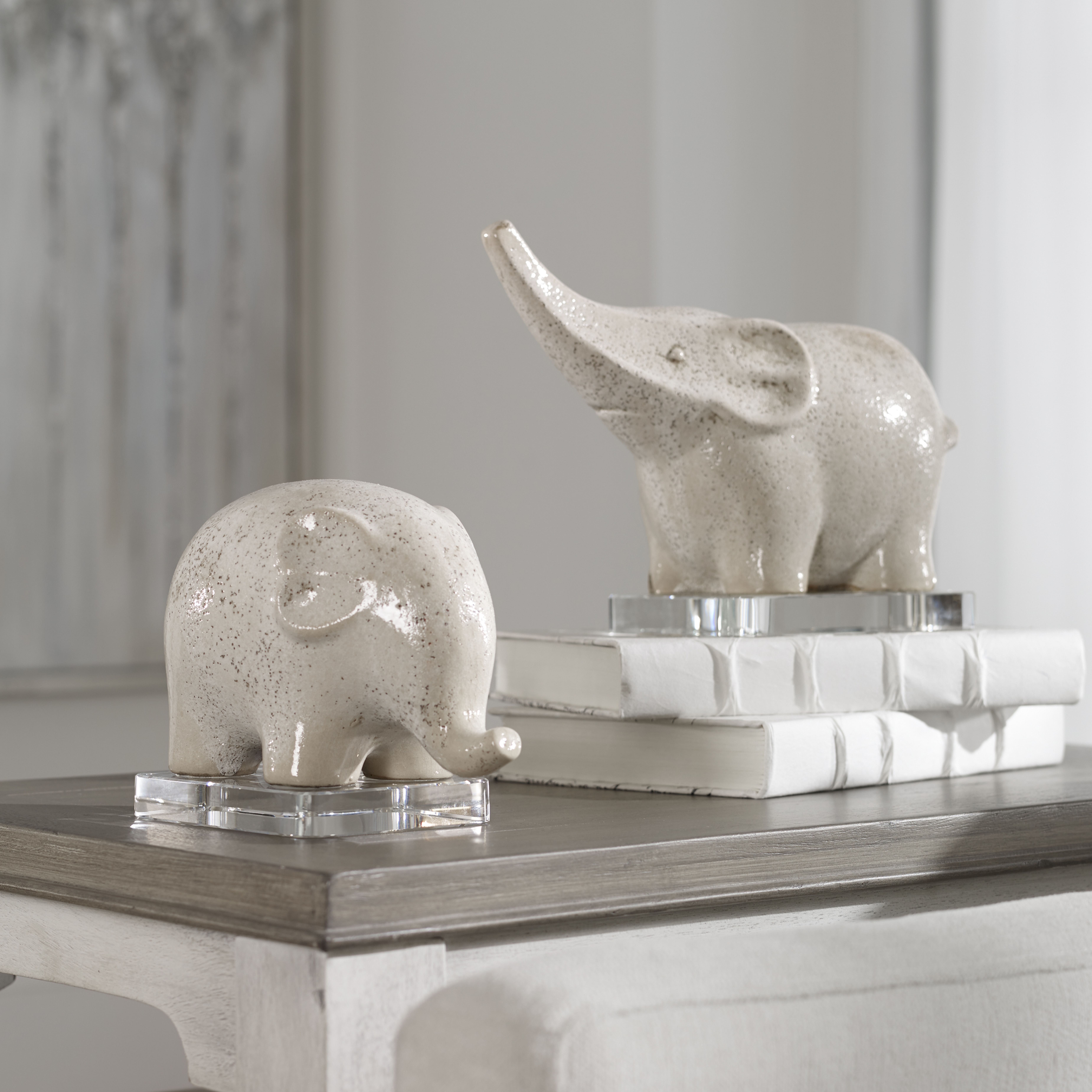 Kyan Ceramic Elephant Sculptures, S/2 - Hudsonhill Foundry