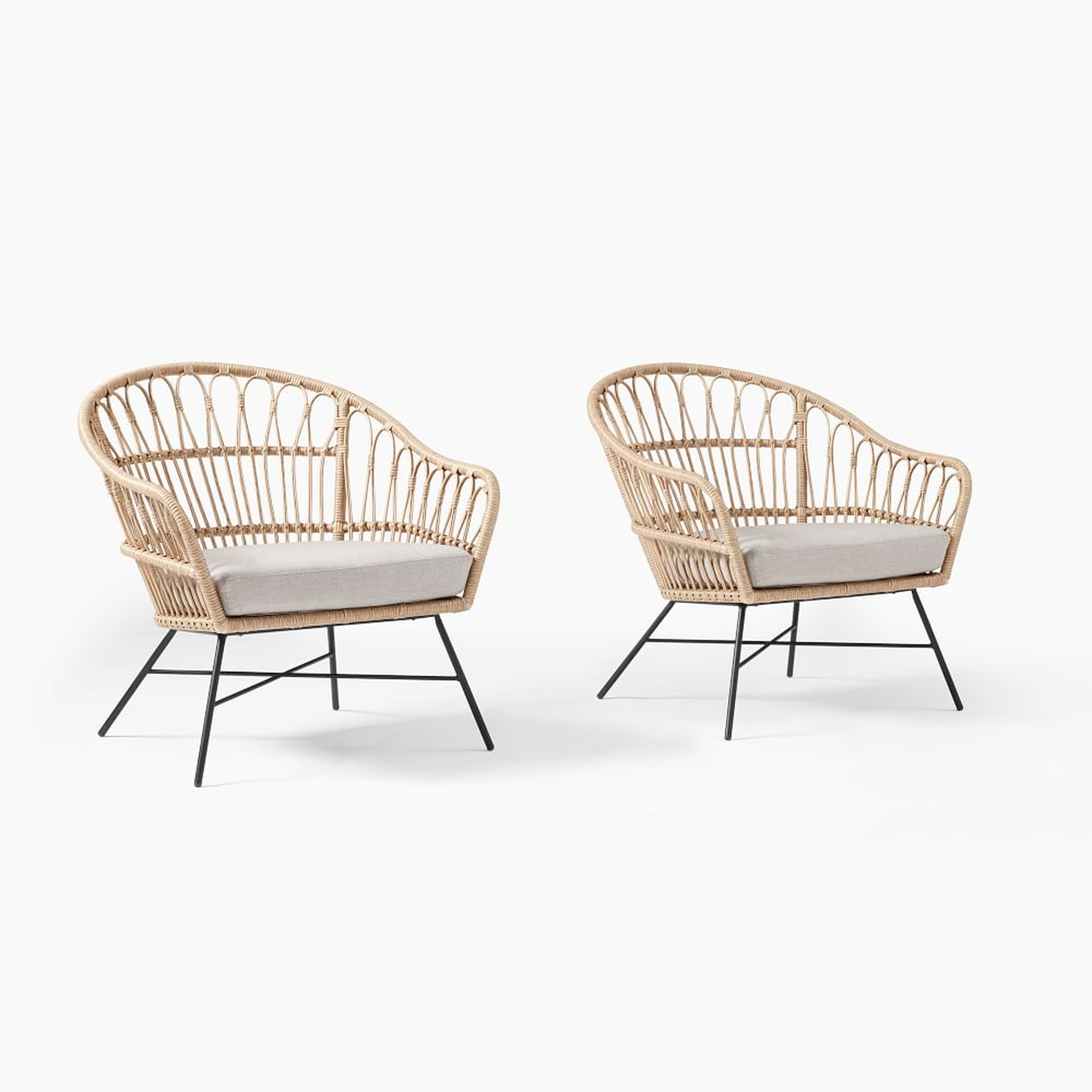 Palma Rattan Lounge Chair Natural Rattan Lounge Chairs, Set of 2 - West Elm