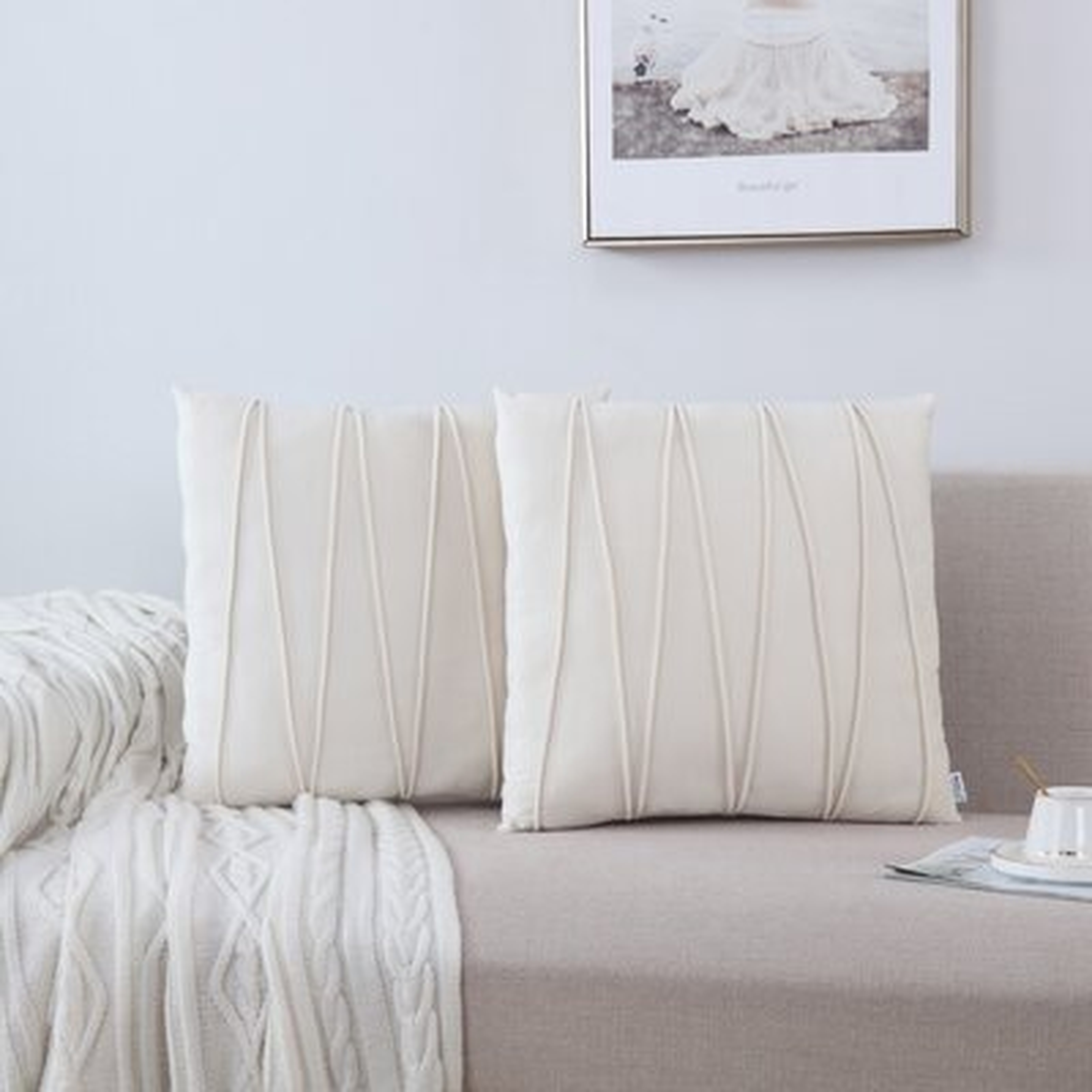 Pleated Square Velvet Pillow Cover Set of 2 - Wayfair
