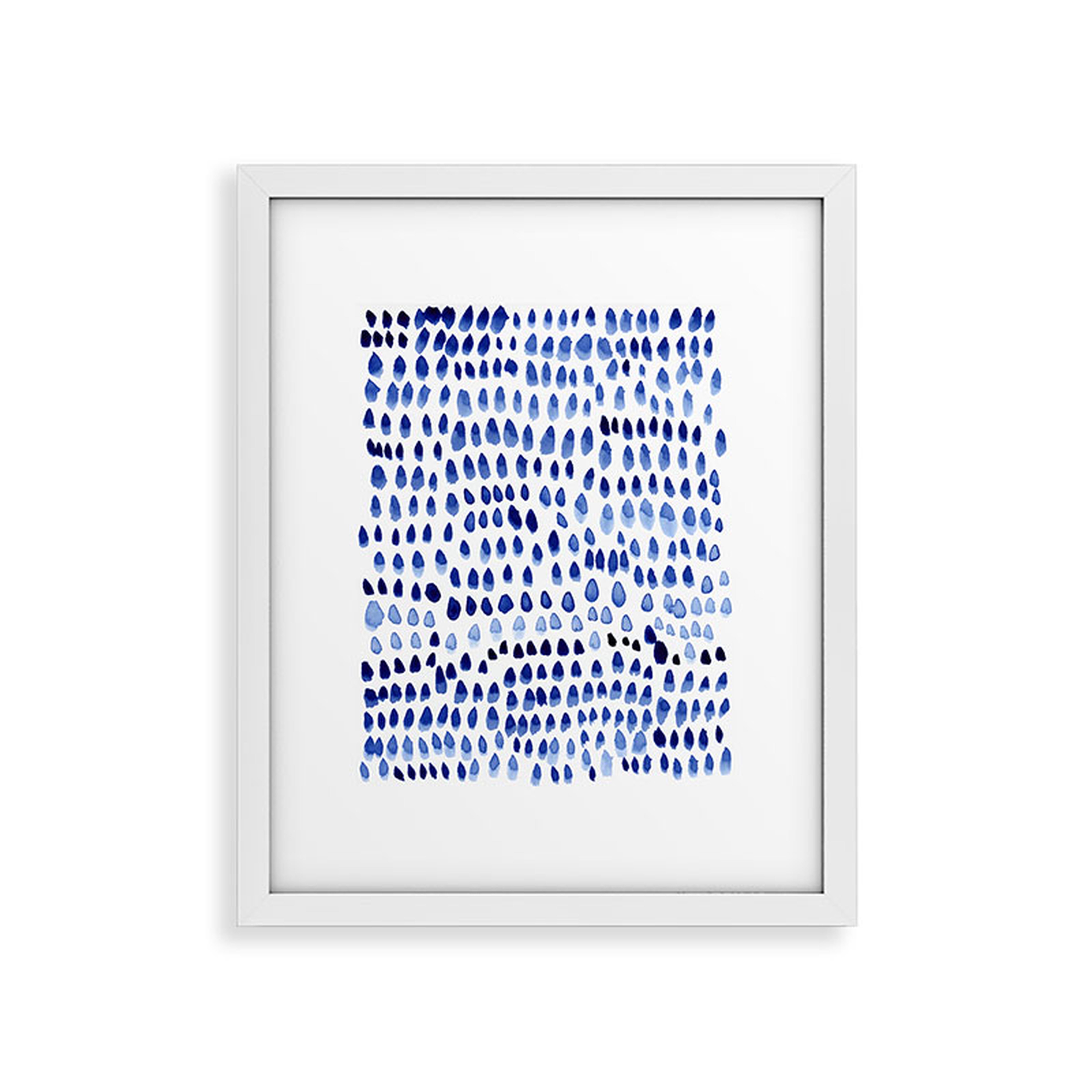 Painted Dots Blue by Iris Lehnhardt - Framed Art Print Modern White 24" x 36" - Wander Print Co.