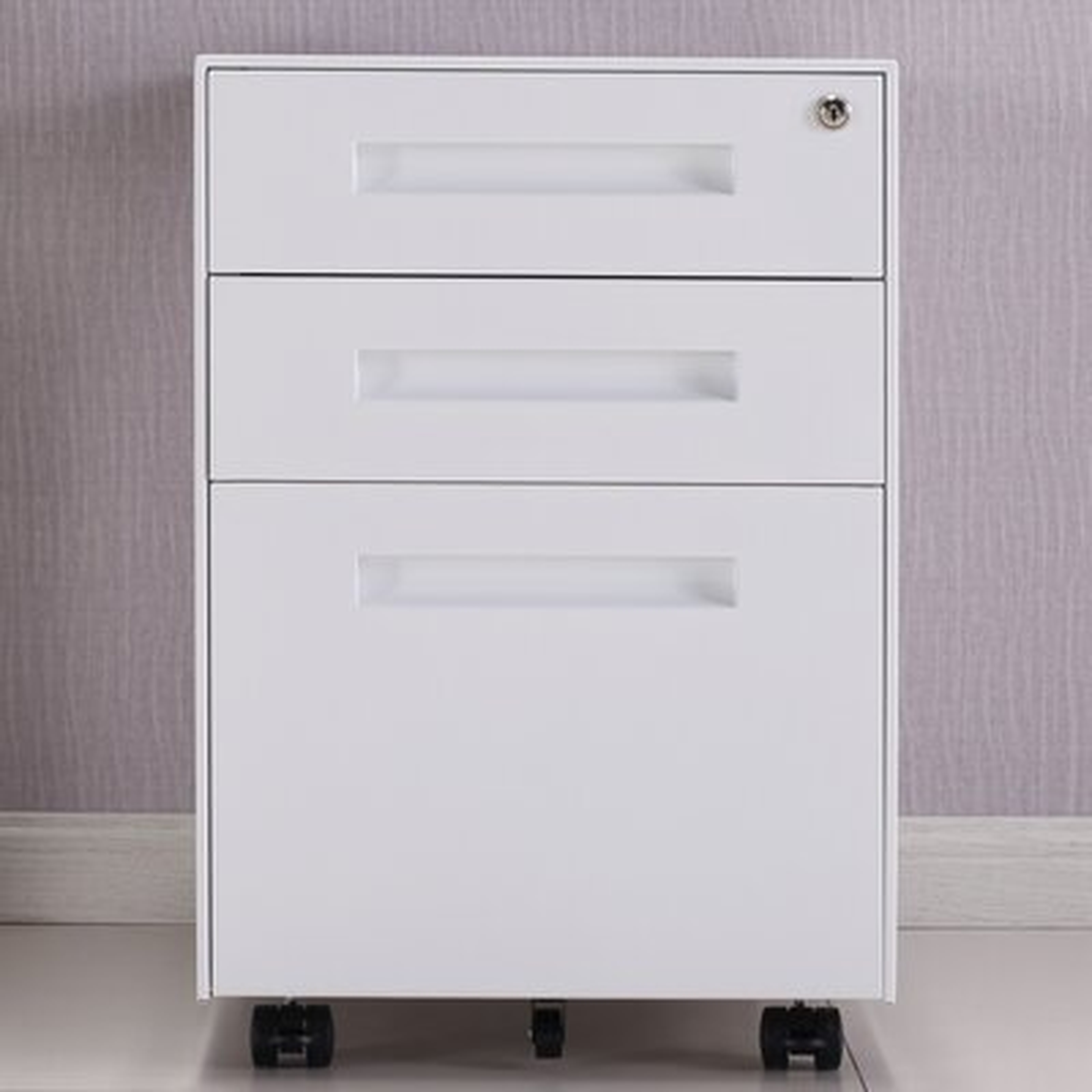 3-drawer Metal Mobile File Cabinet With Lock Key Sliding Drawer Steel Office Cabinet With Drawers, Fully Assembled Except Casters - Wayfair