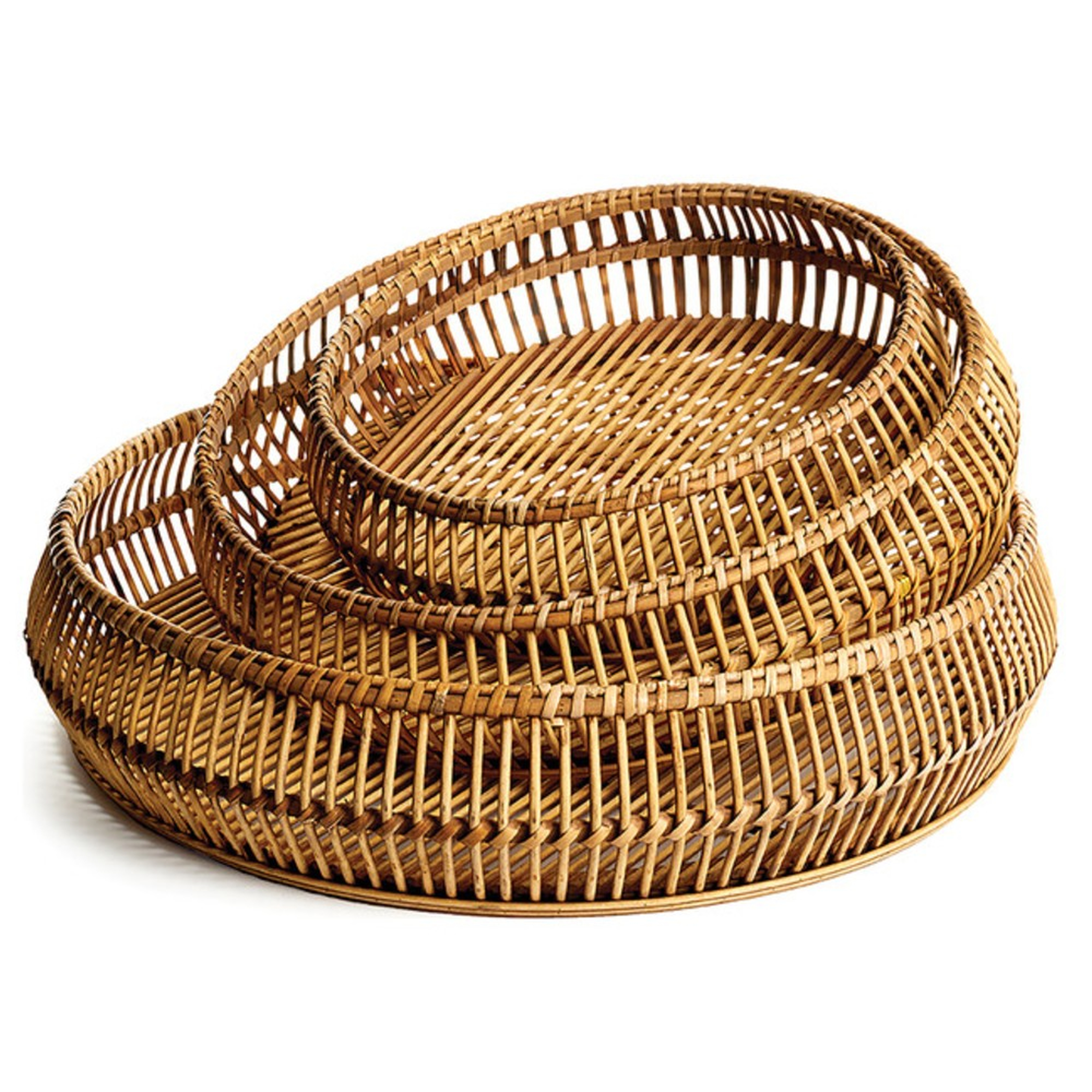 Riley Rustic Lodge Wooden Round River Baskets - Set of 3 - Kathy Kuo Home