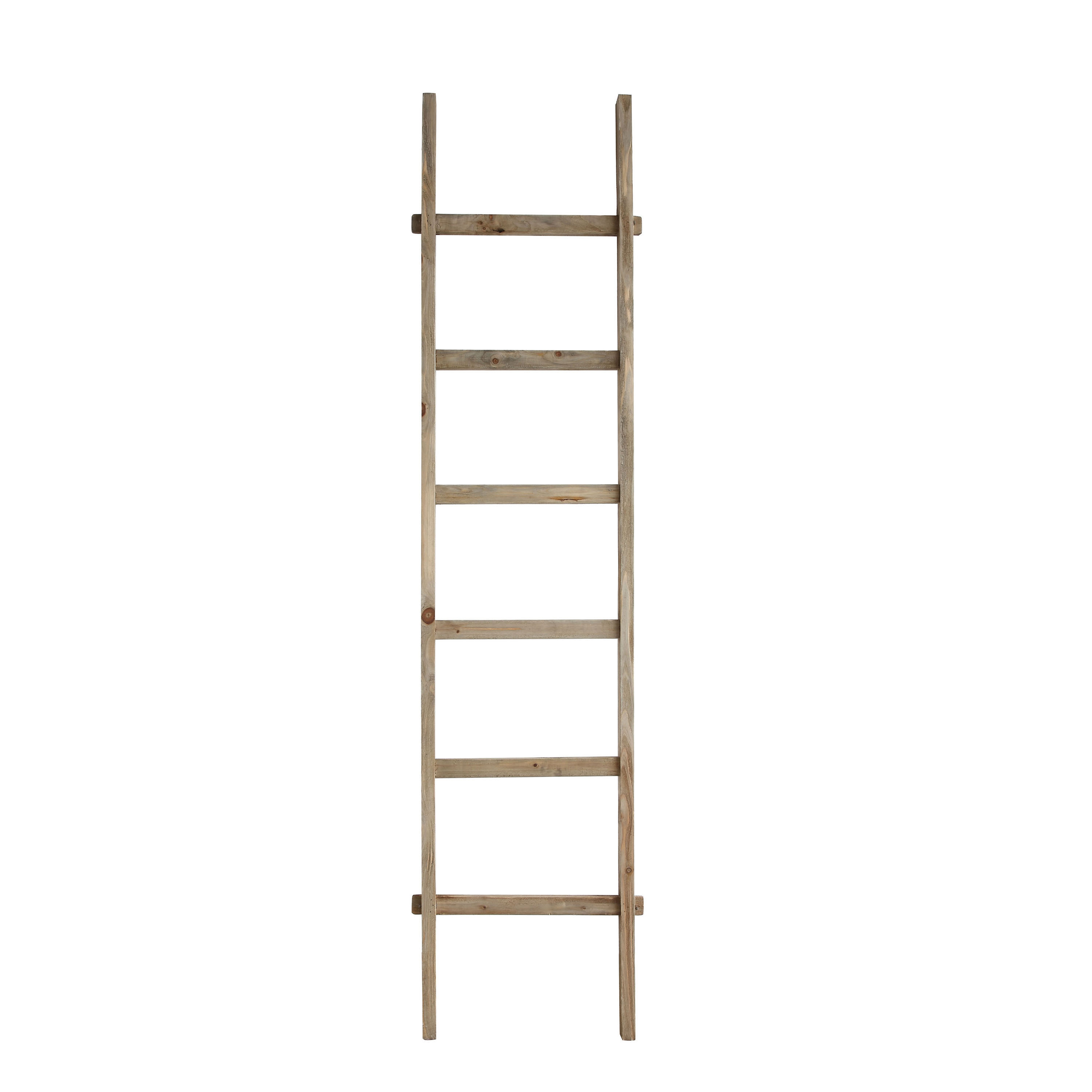 Rustic 76.75"H Decorative Fir Wood Ladder with 6 Rungs - Nomad Home
