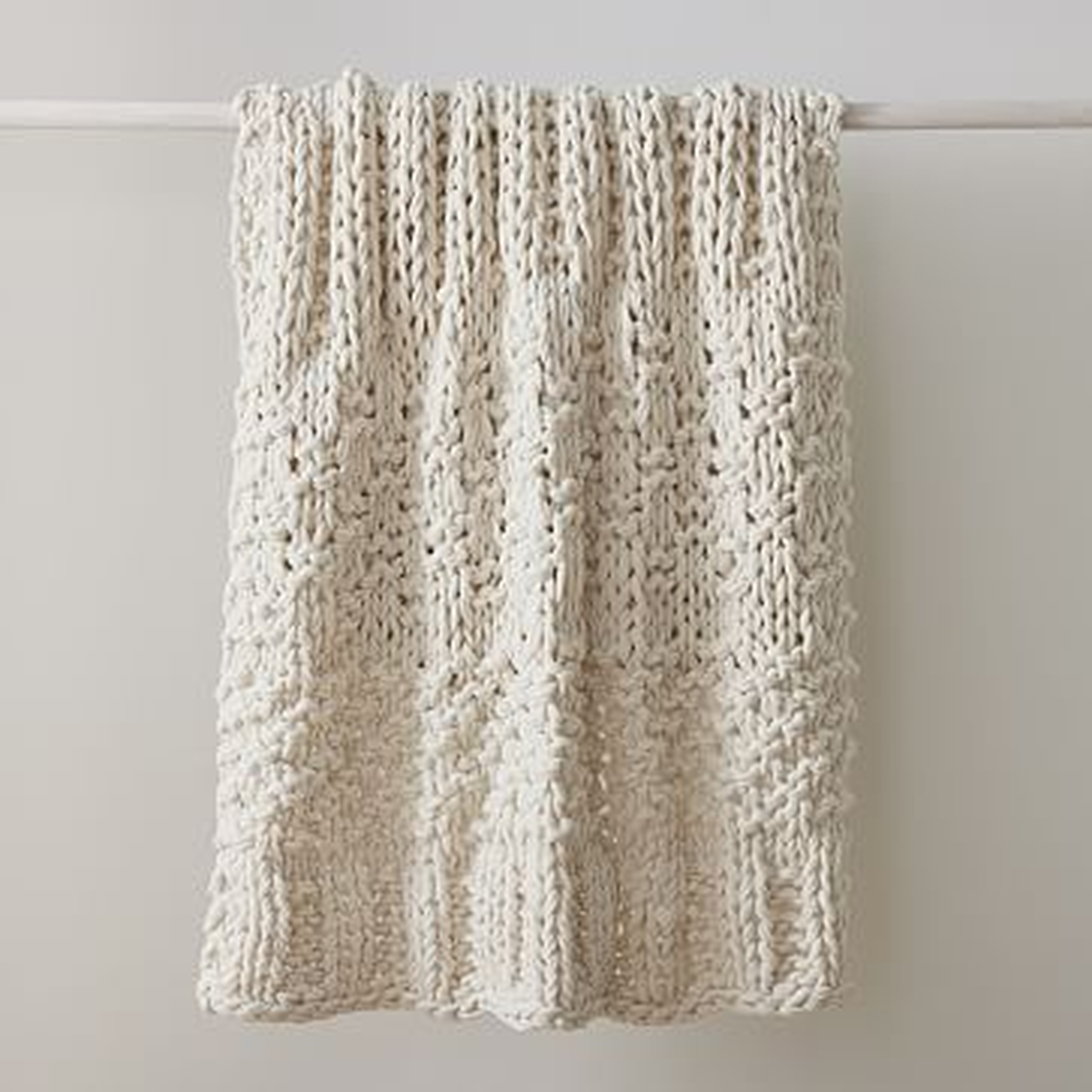 Chunky Cable Knit Throw, 44"x56", Alabaster - West Elm