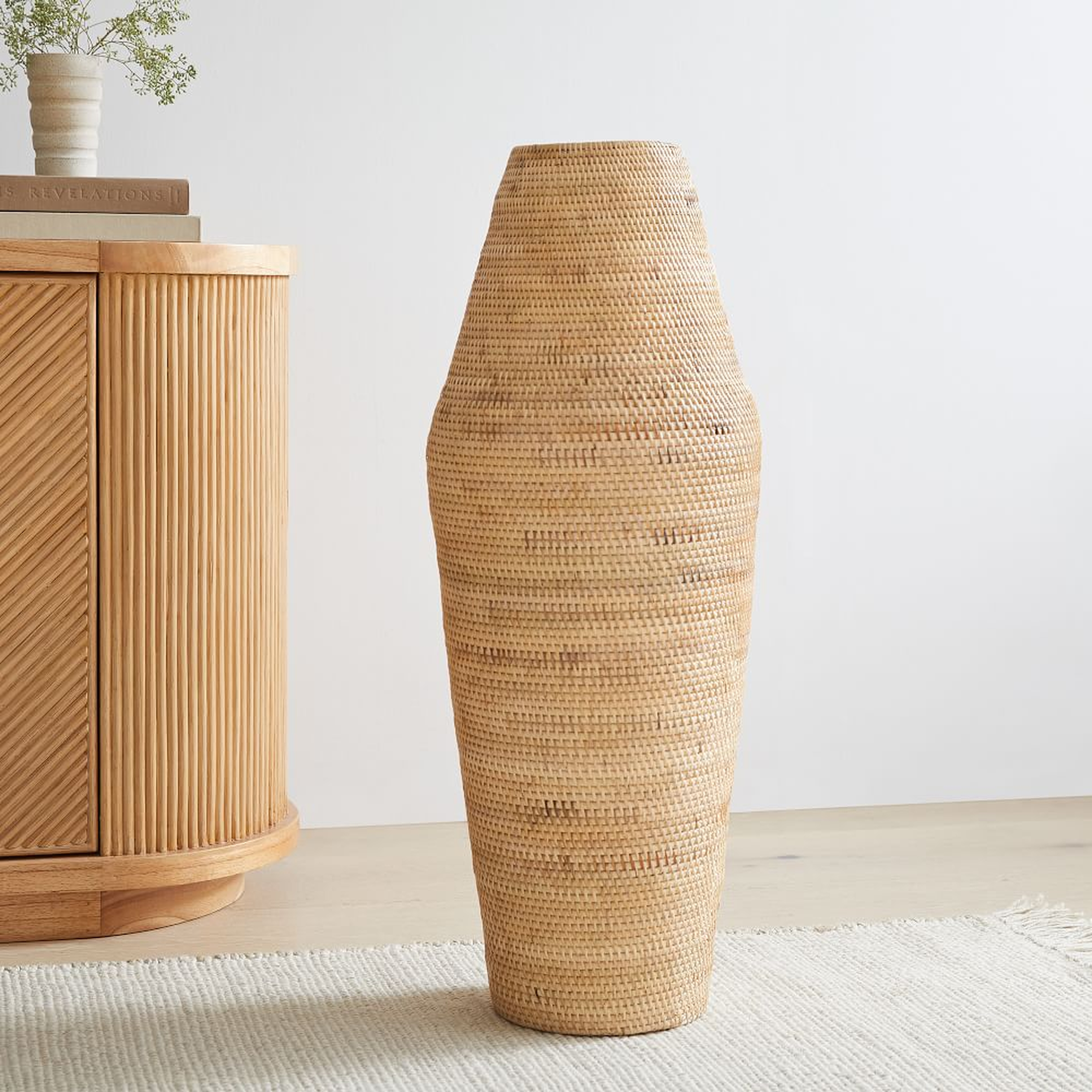 Merida Floor Vases, Tall Vase, Natural, Rattan, 32 Inches - West Elm