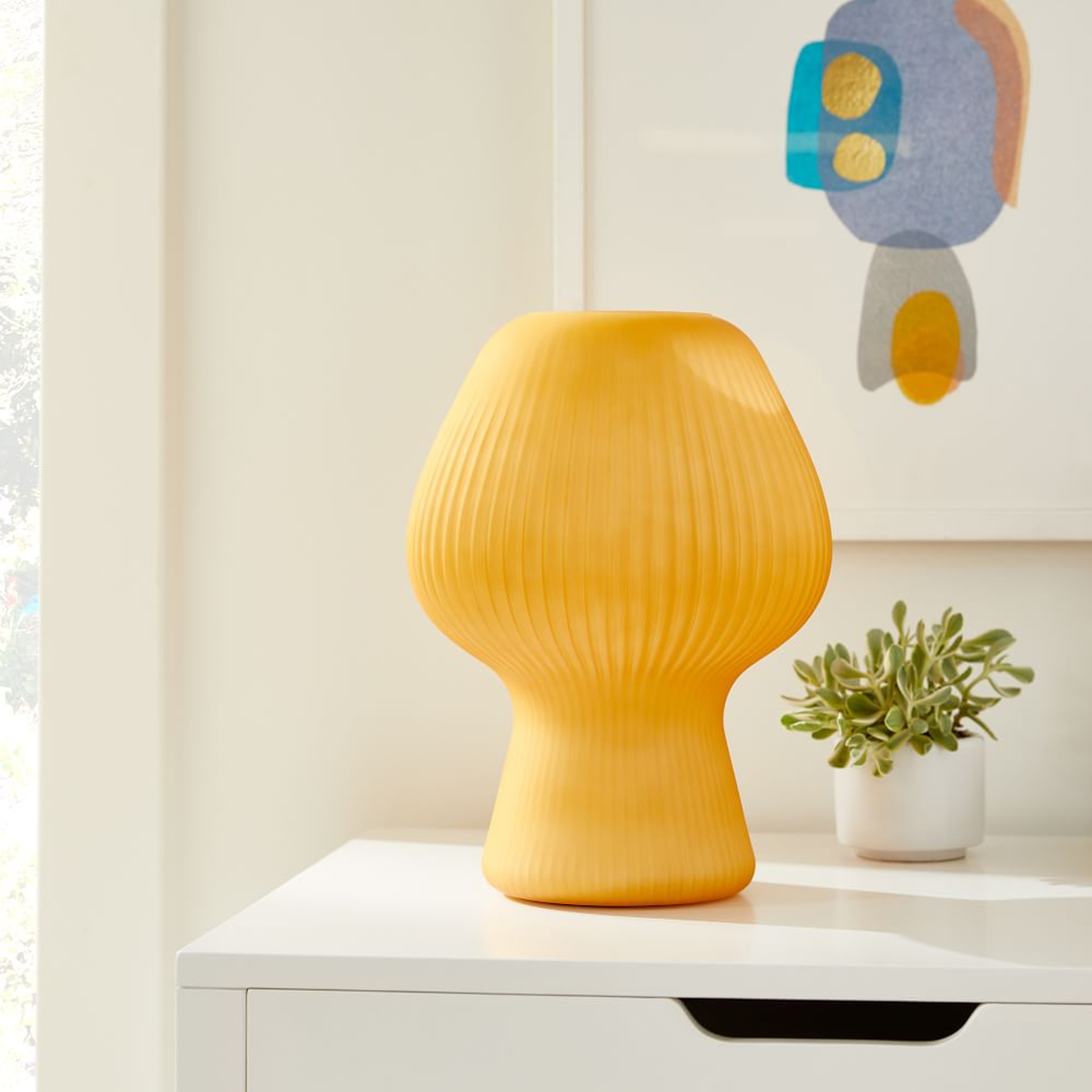 Ribbed Glass Table Lamp, Yellow, WE Kids - West Elm