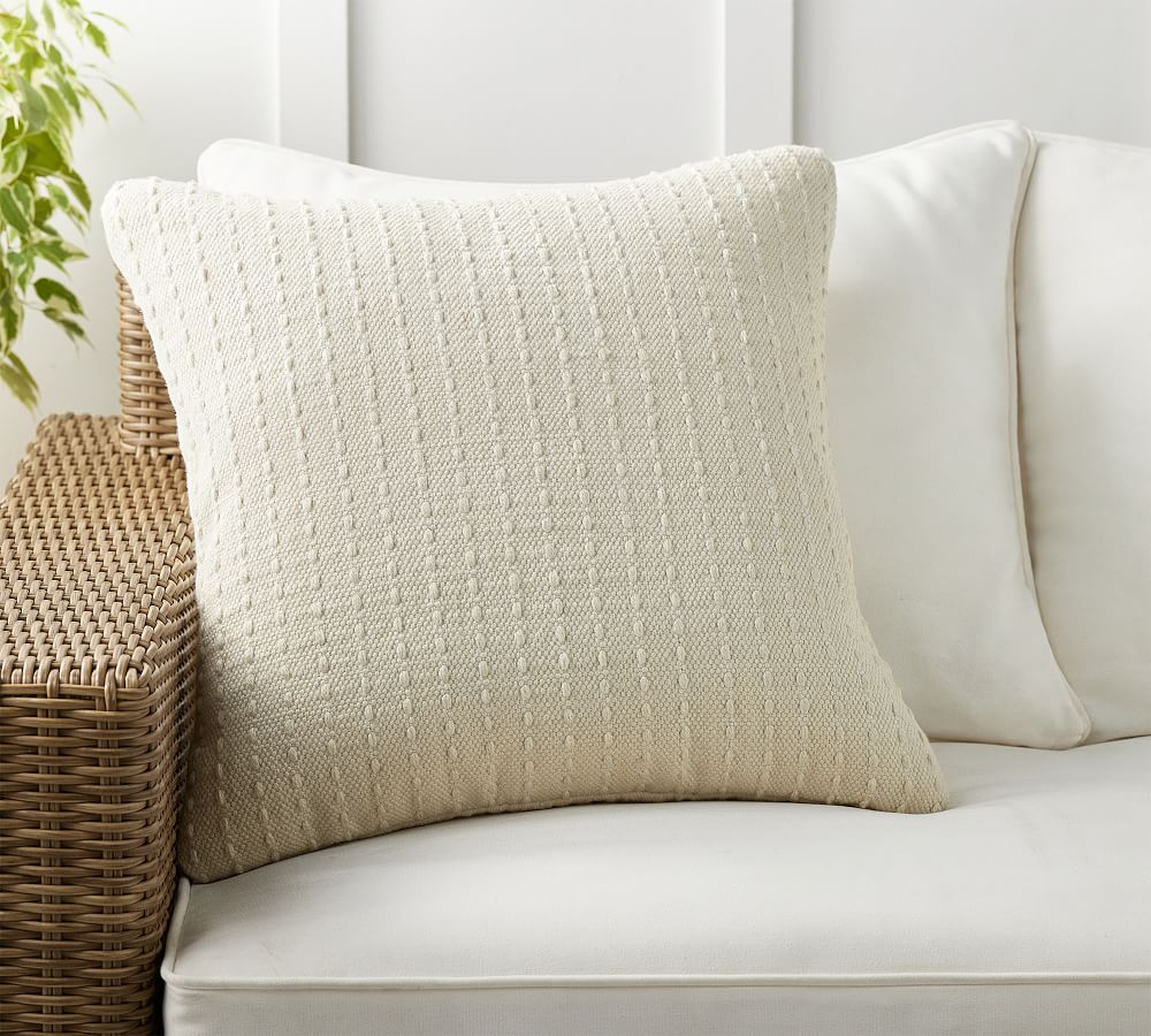 Winnet Textured Outdoor Pillow, 22", Ivory - Pottery Barn