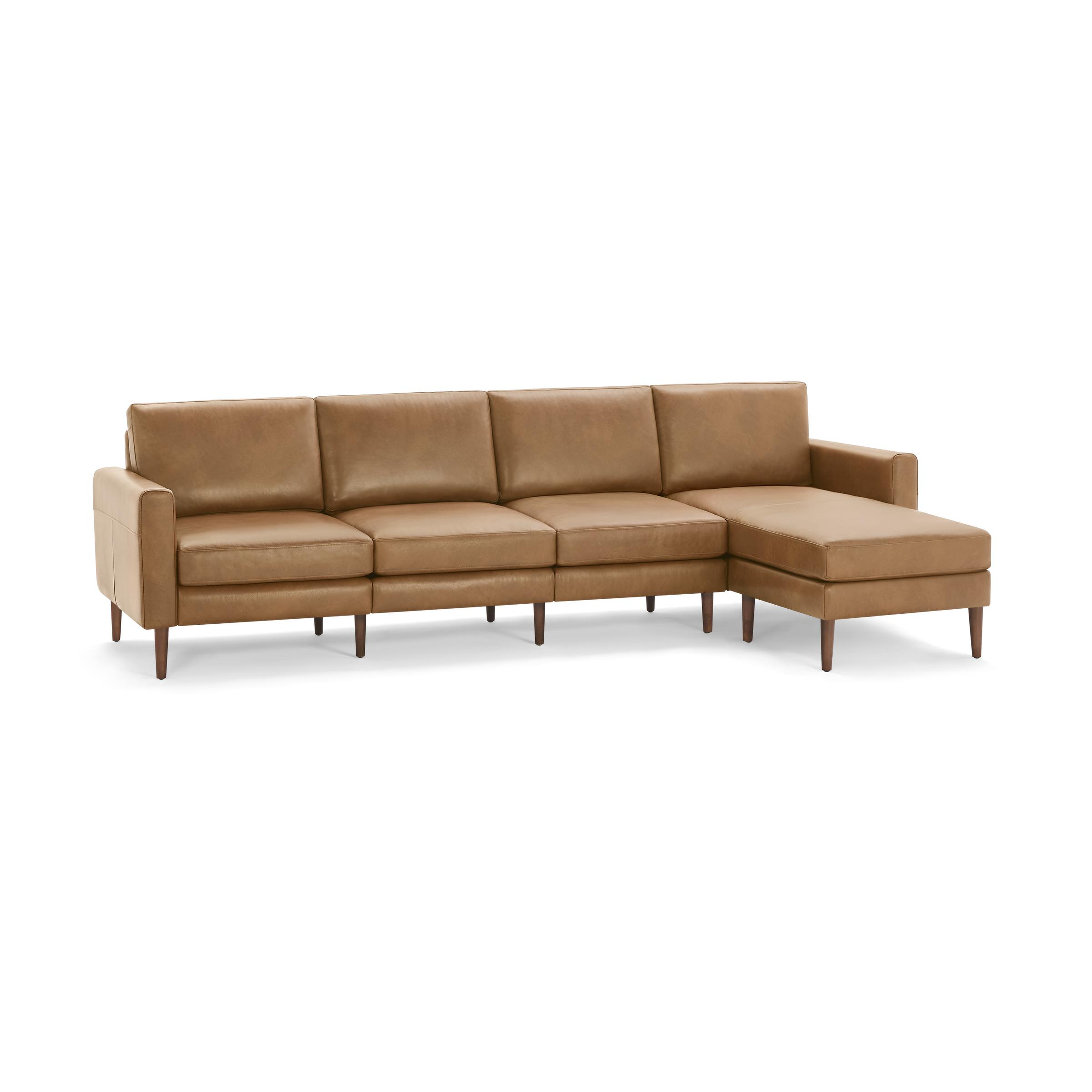 Burrow Nomad Leather King Sectional Sofa, Leg Finish: WalnutLegs - Burrow