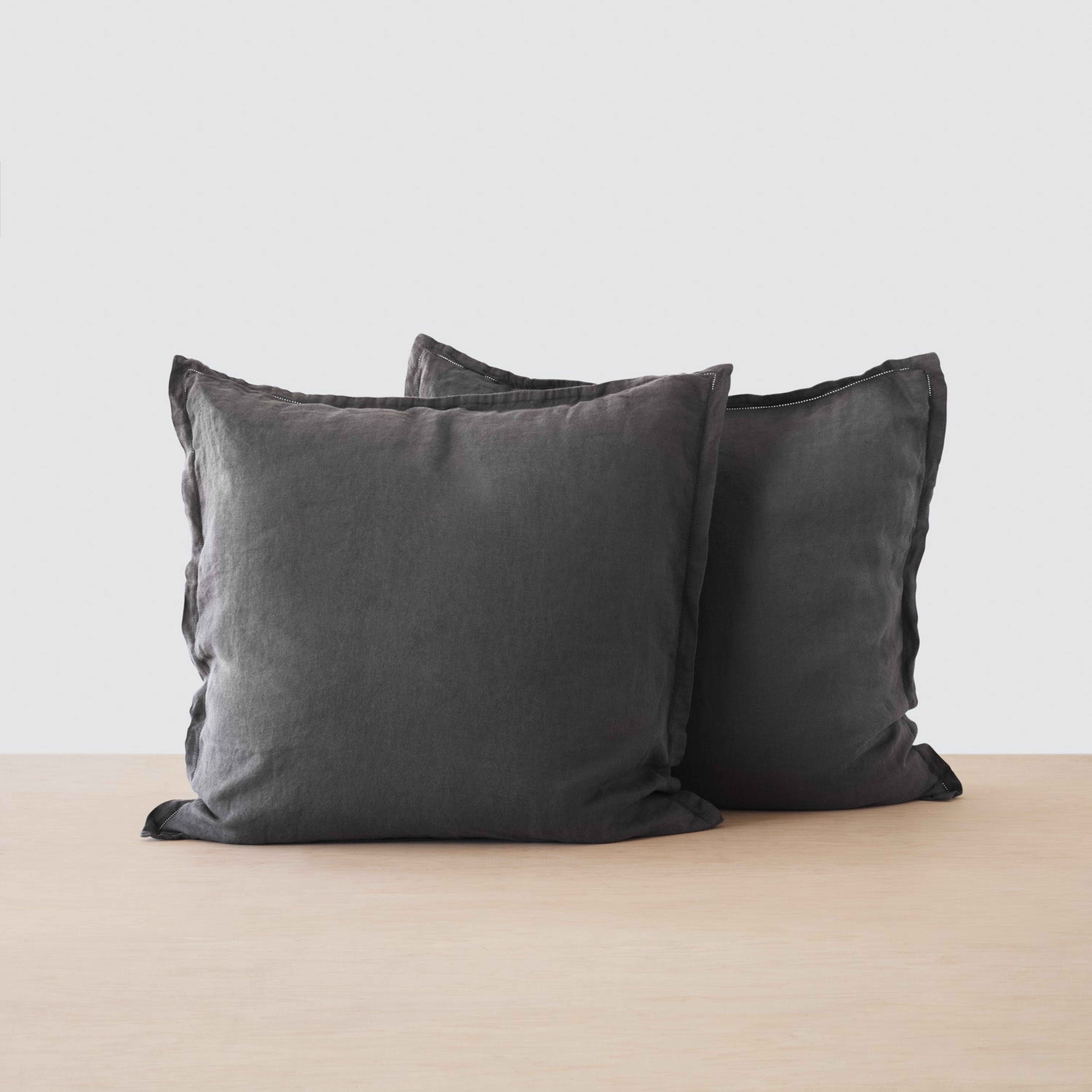 The Citizenry Stonewashed Linen Euro Shams | Charcoal - The Citizenry