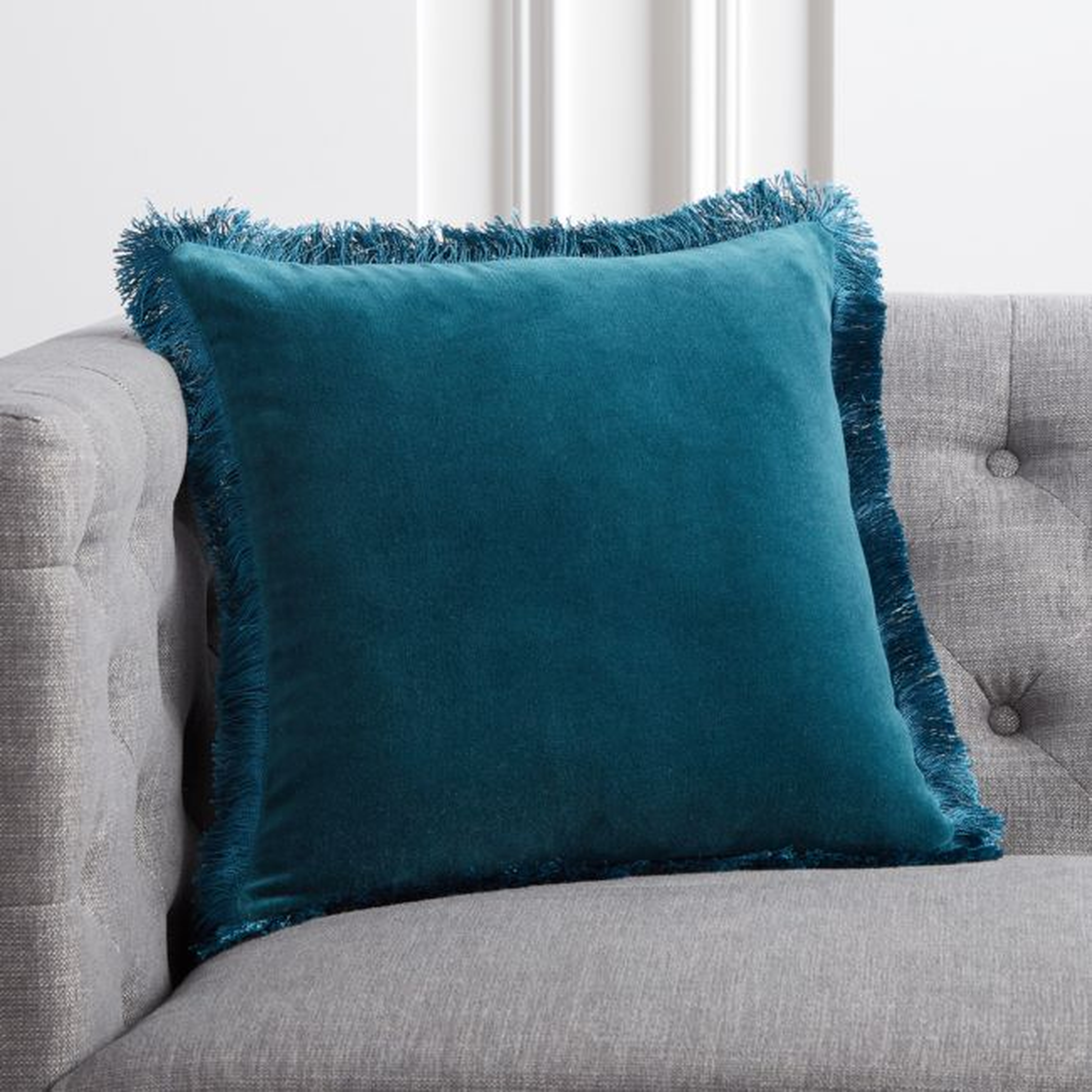 16" Bettie Teal Pillow with Feather-Down Insert - CB2
