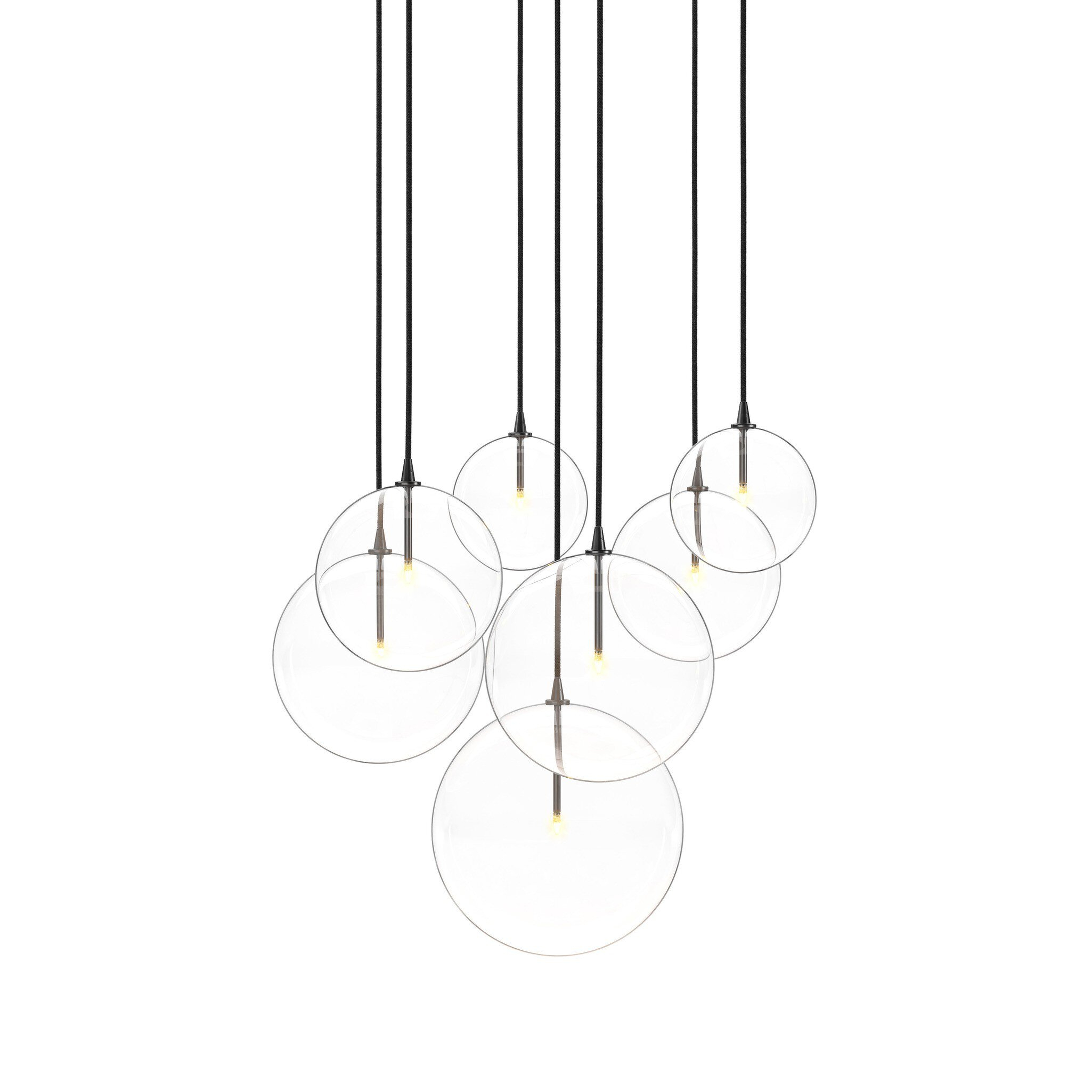 Cluster 7 MIX Chandelier - Black Cord - Four Hands