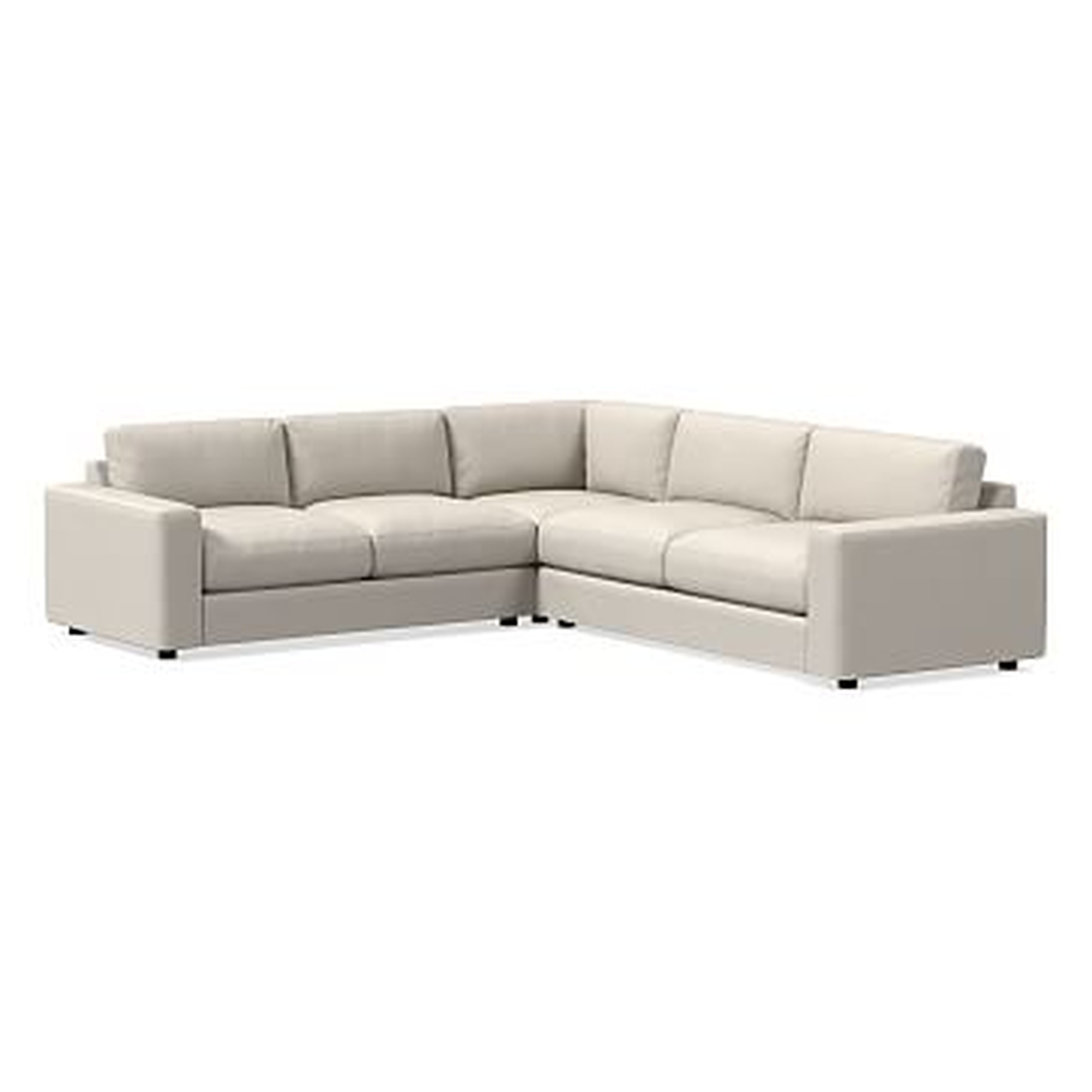Urban Sectional Set 08: Left Arm 2 Seater Sofa, Corner, Right Arm 3 Seater Sofa, Down Blend, Performance Yarn Dyed Linen Weave, Alabaster, Concealed Supports - West Elm