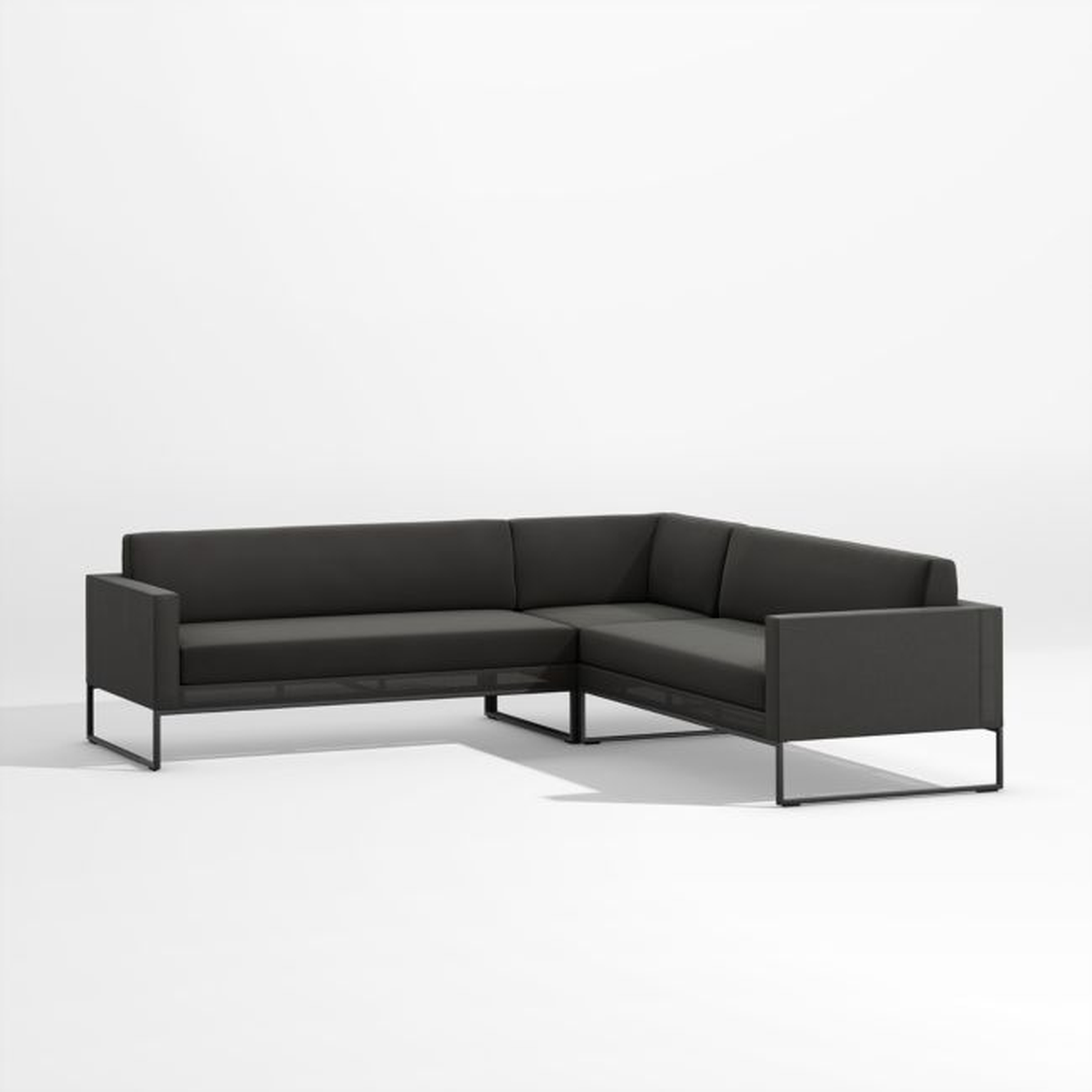 Dune 3-Piece Black L-Shaped Outdoor Sectional Sofa - Crate and Barrel