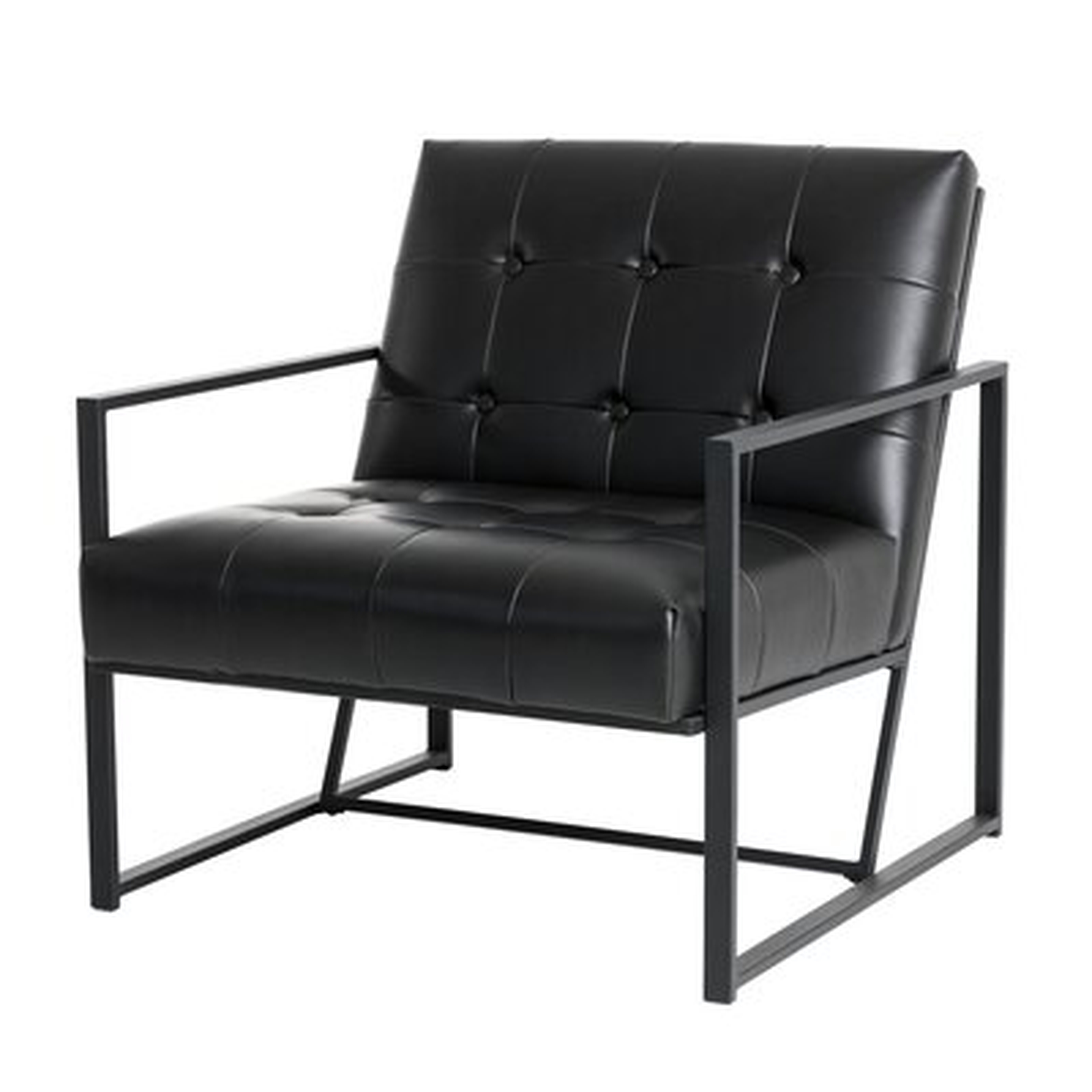Billings 29.25'' Wide Tufted Armchair, Black Faux Leather - Wayfair