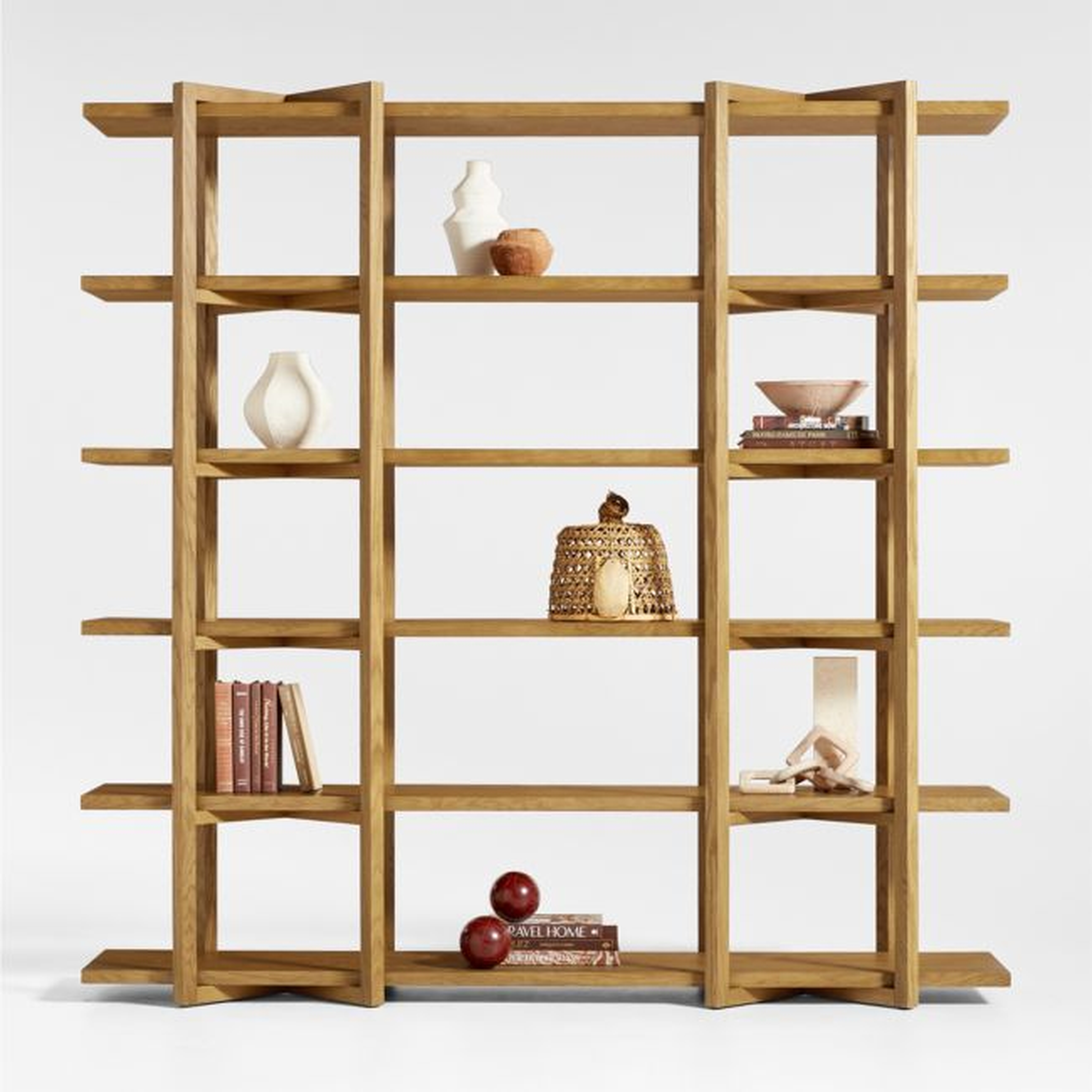 Thomas Barley Oak Wood Wide Open Bookcase/Room Divider - Crate and Barrel