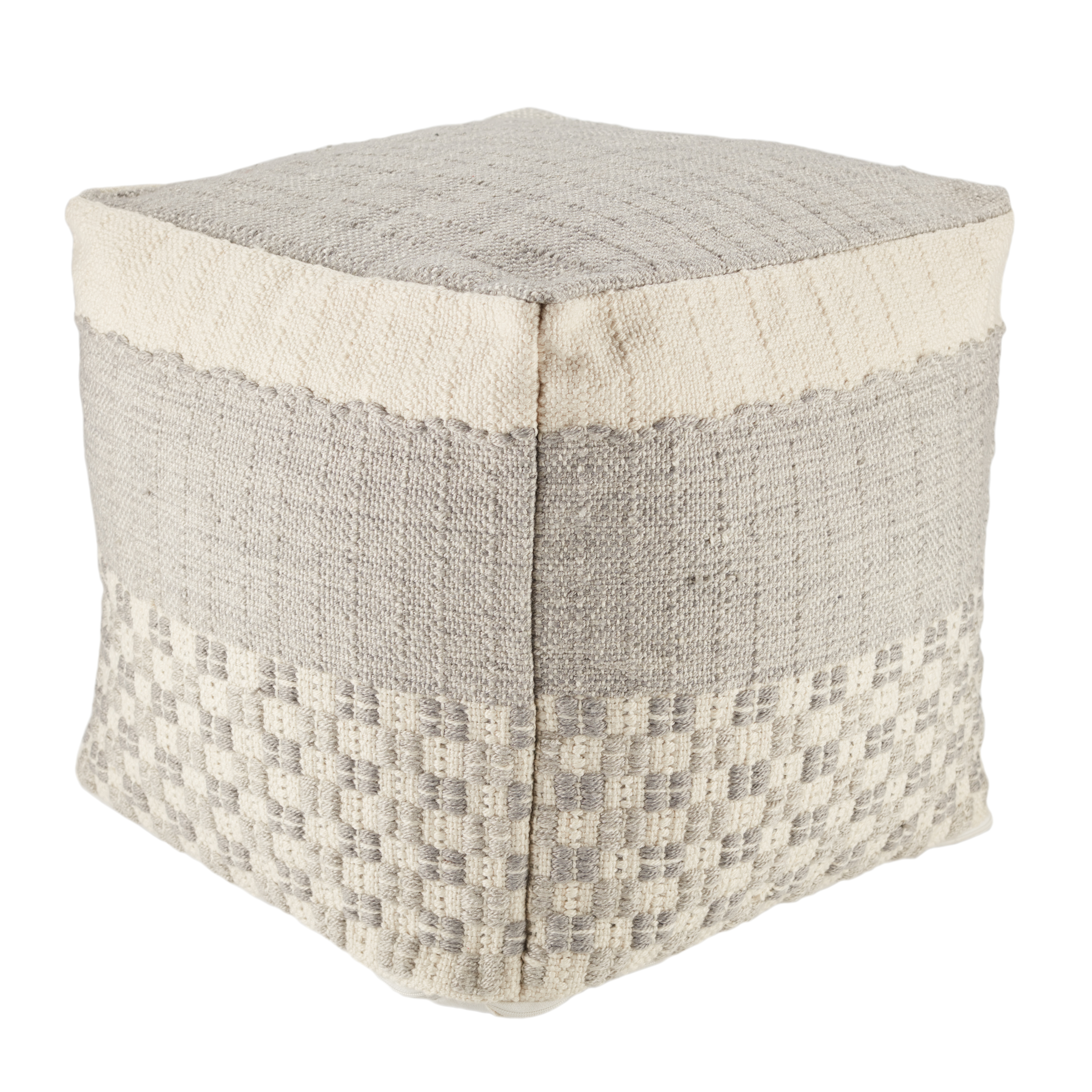 Vilano Indoor/Outdoor Cube Pouf, Gray - Collective Weavers