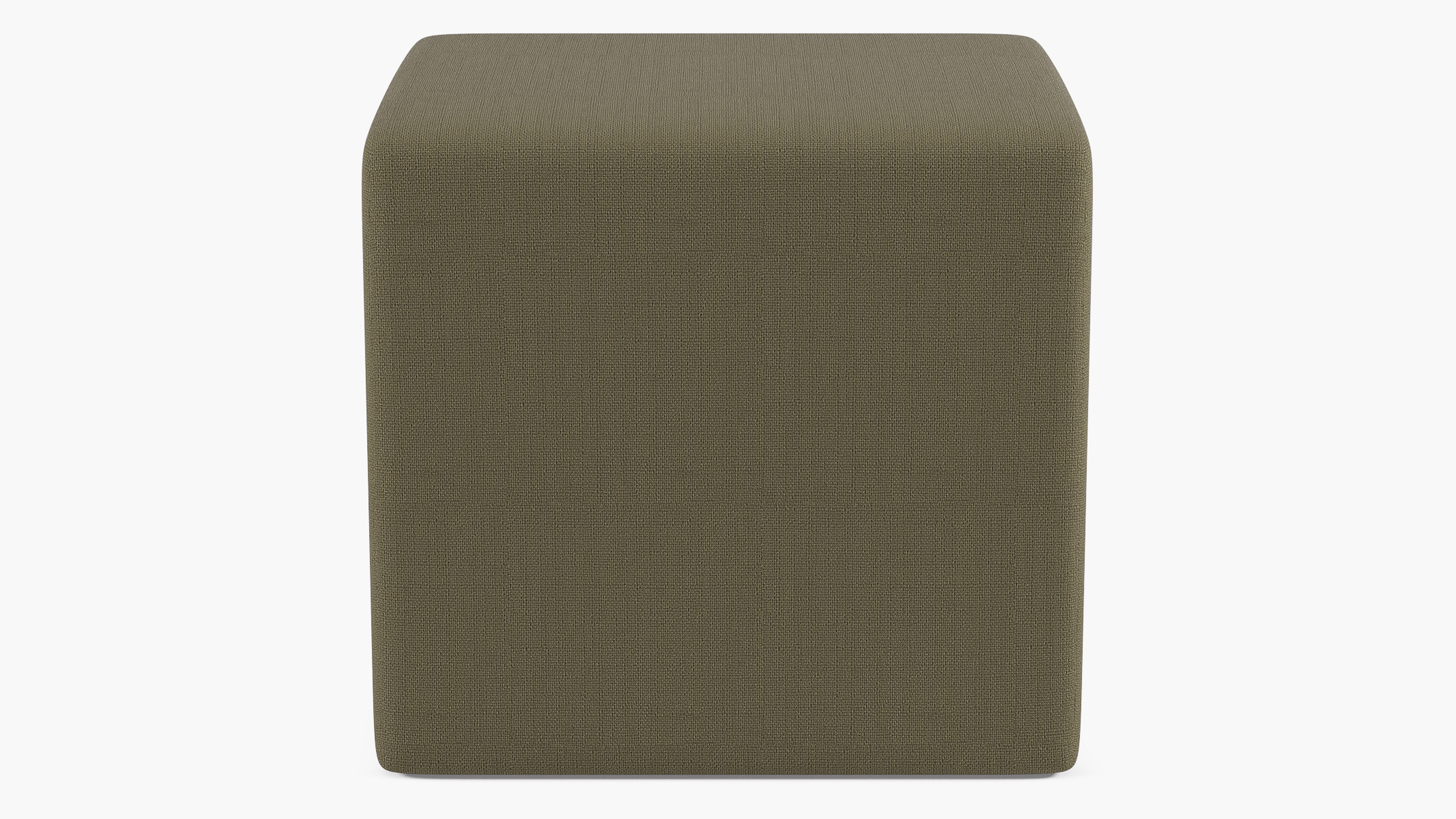 Cube Ottoman, Olive Linen - The Inside