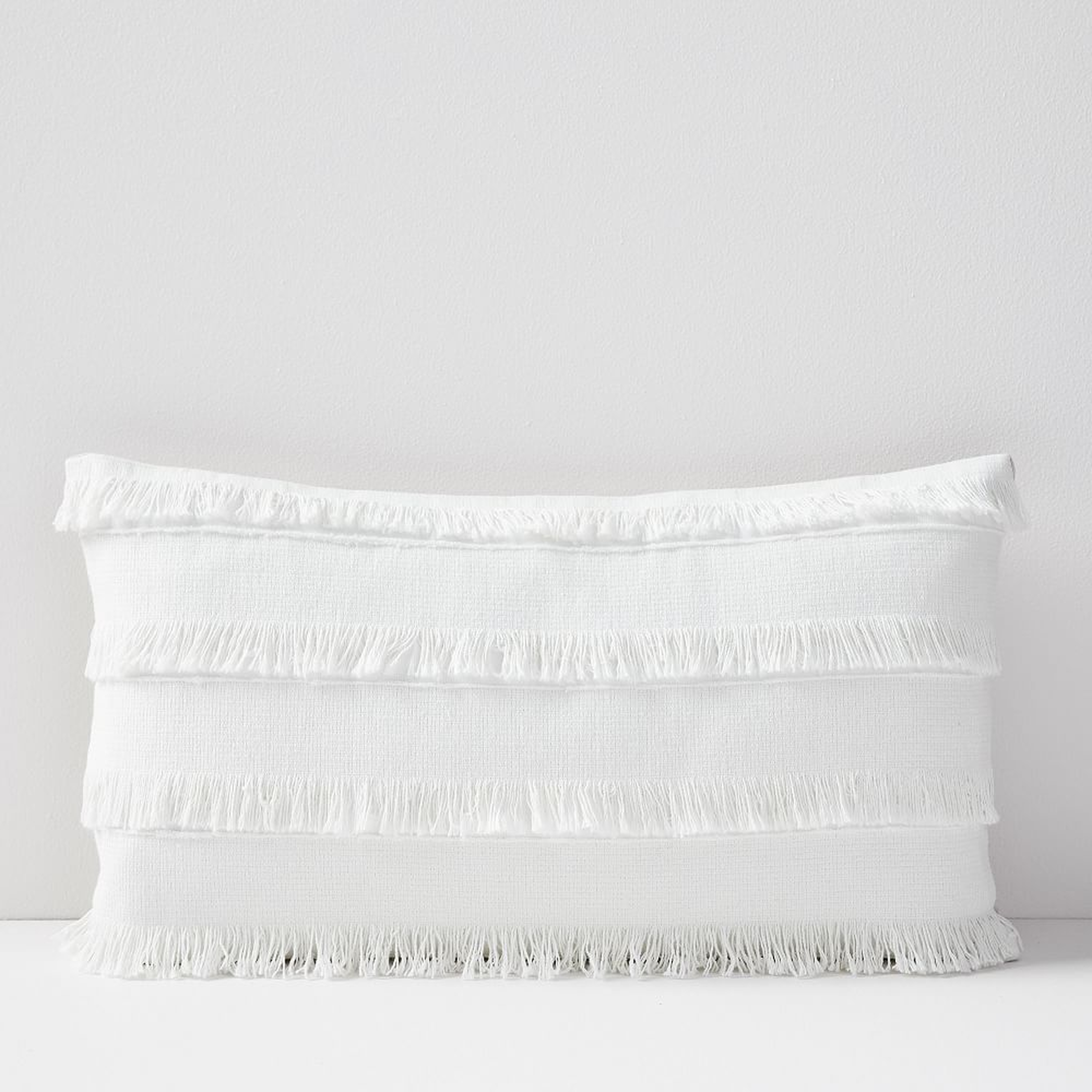 Fringe Pillow Cover, 12"x21", White - West Elm