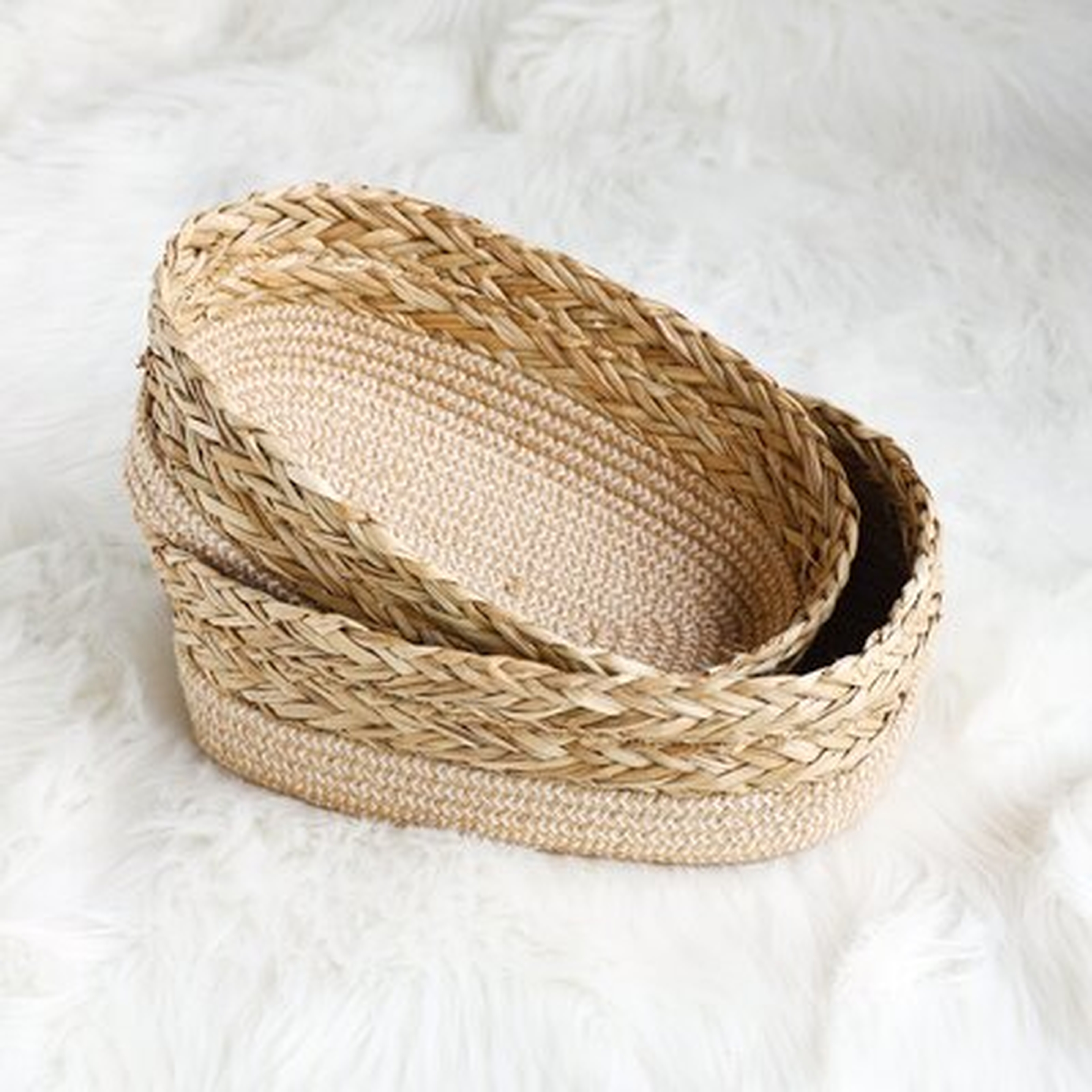 Cotton Rope Straw Woven Small Storage Basket 2Pack Of M,S - Wayfair
