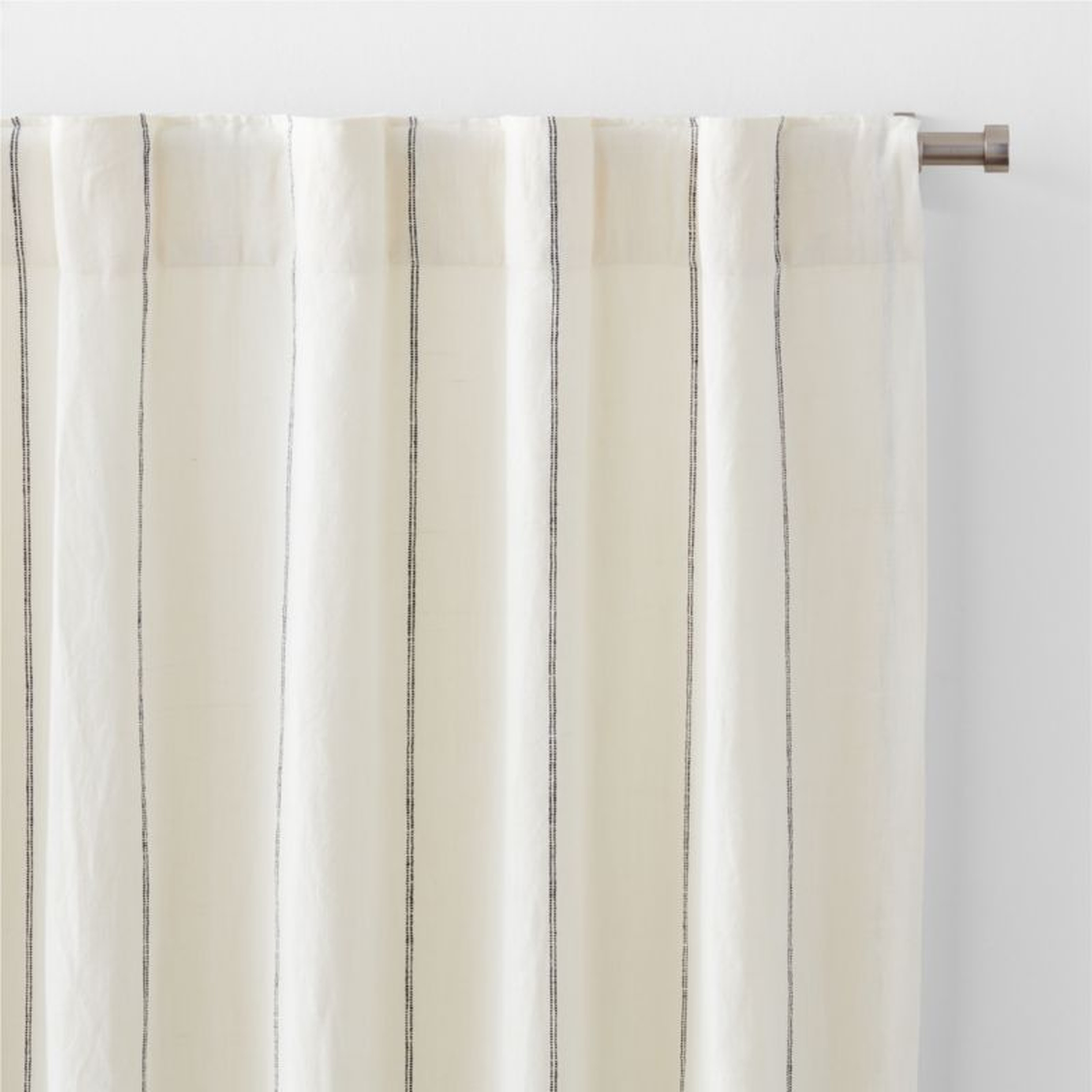 Pampas Ivory & Storm Grey Linen Double Pinstripe Window Curtain Panel 52"x108" - Crate and Barrel