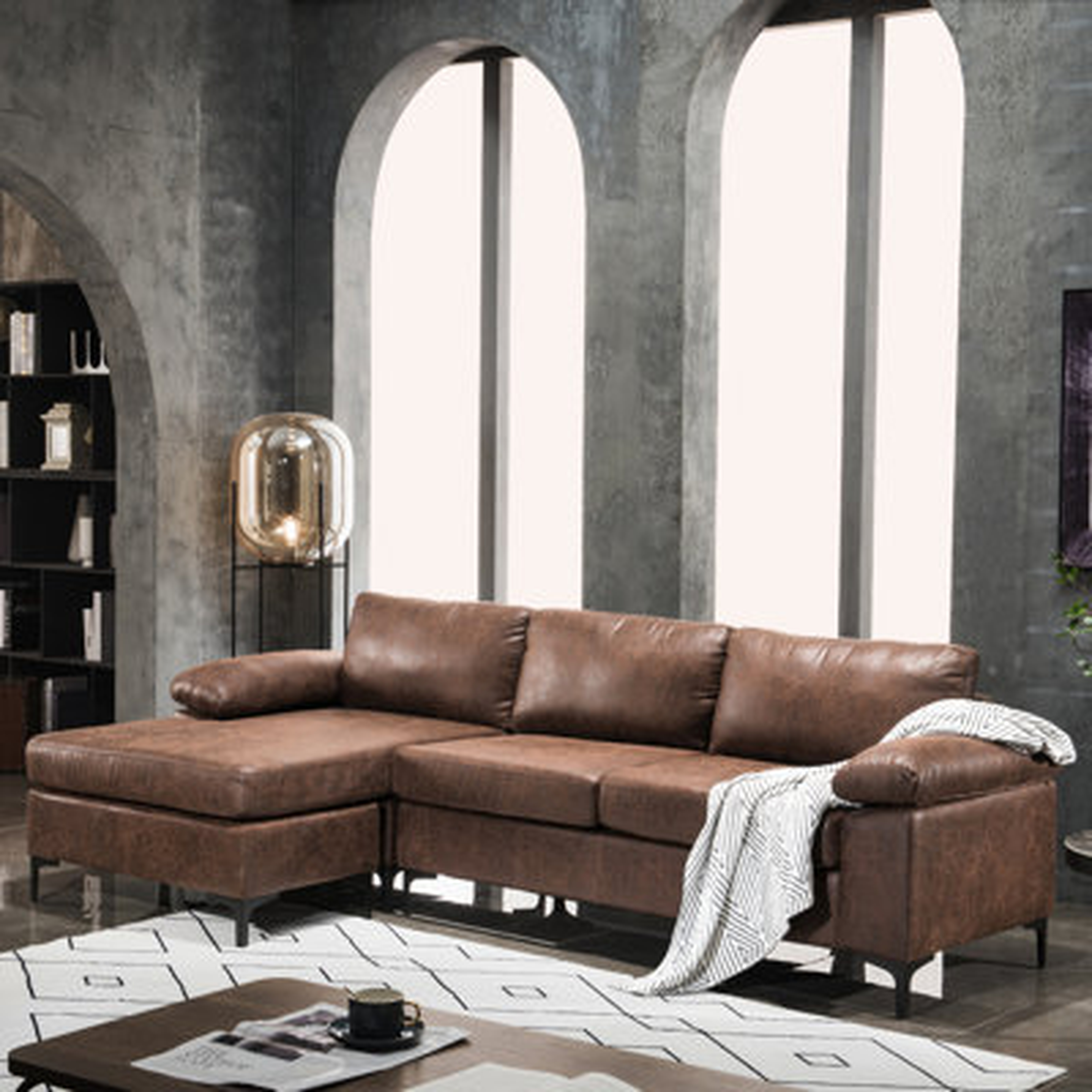 Haroldine 100.78" Wide Faux Leather Reversible Modular Sofa & Chaise - Wayfair