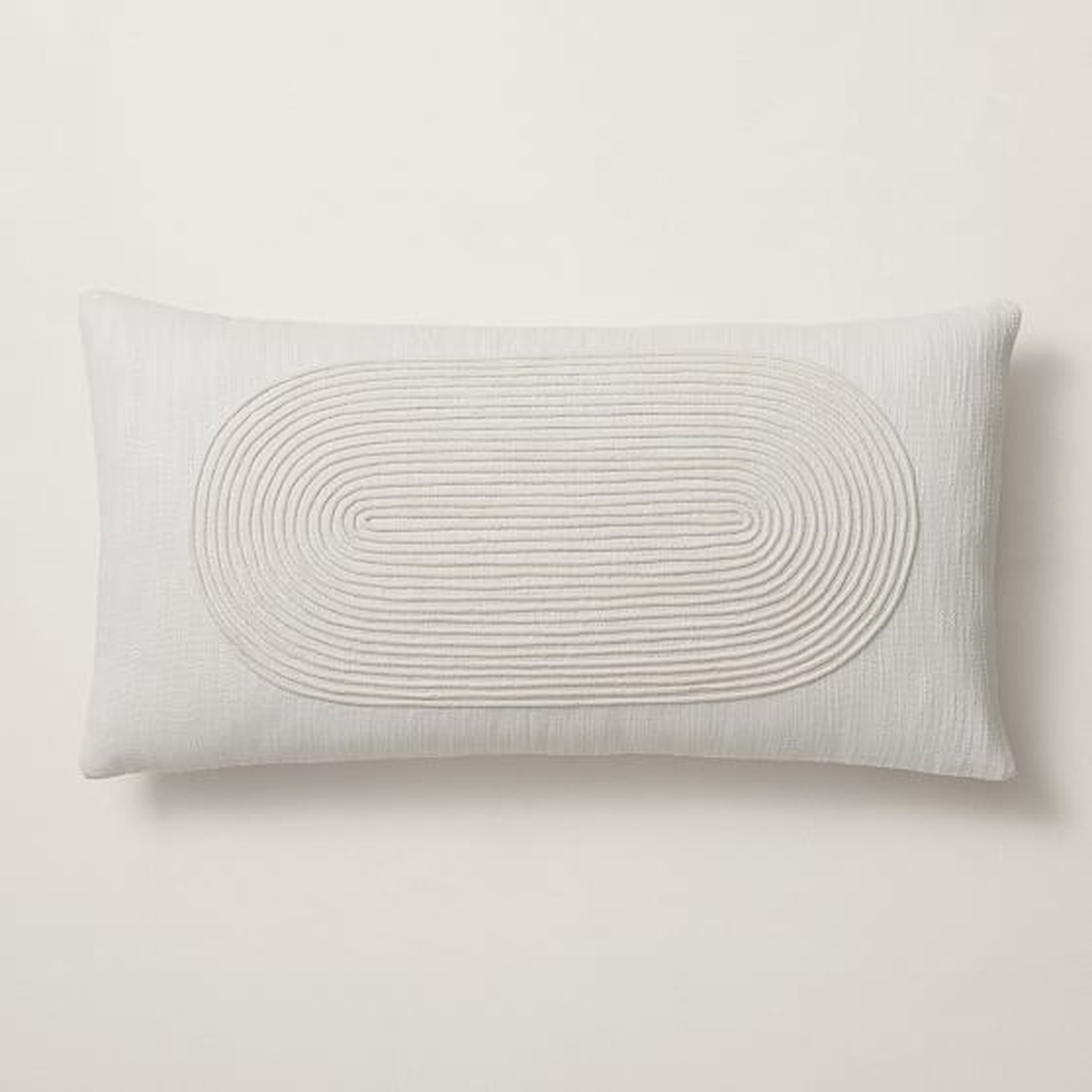 Corded Oval Pillow Cover, 14"x26", Alabaster - West Elm