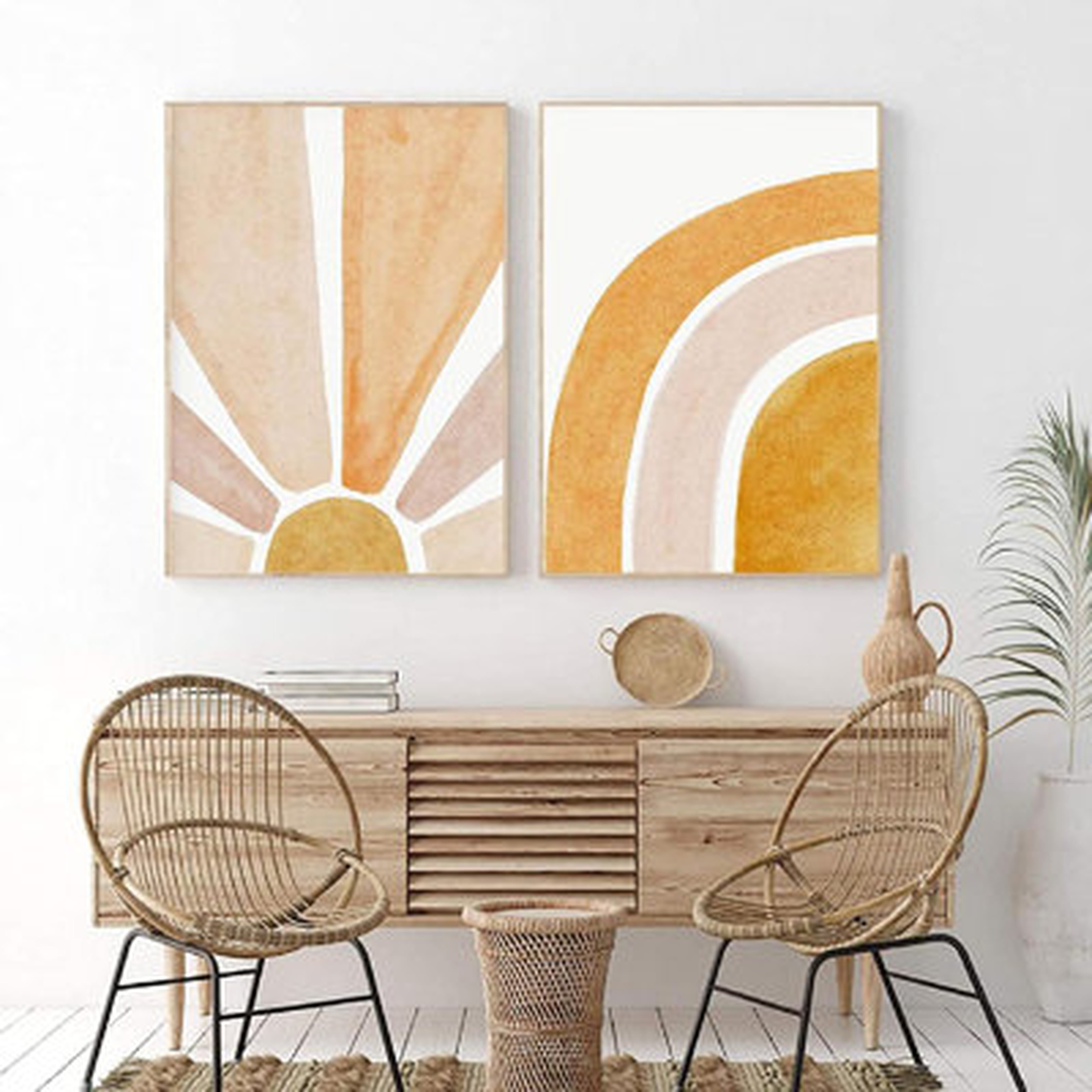 Boho Wall Decor Sun Art Painting Rainbow Phases Poster Moon Canvas Neutral Wall Art Paintings Mid Century Modern Wall Decor Canvas Prints Minimalist Wall Picture For Bedroom Boho Sun Wall Décor - Wayfair