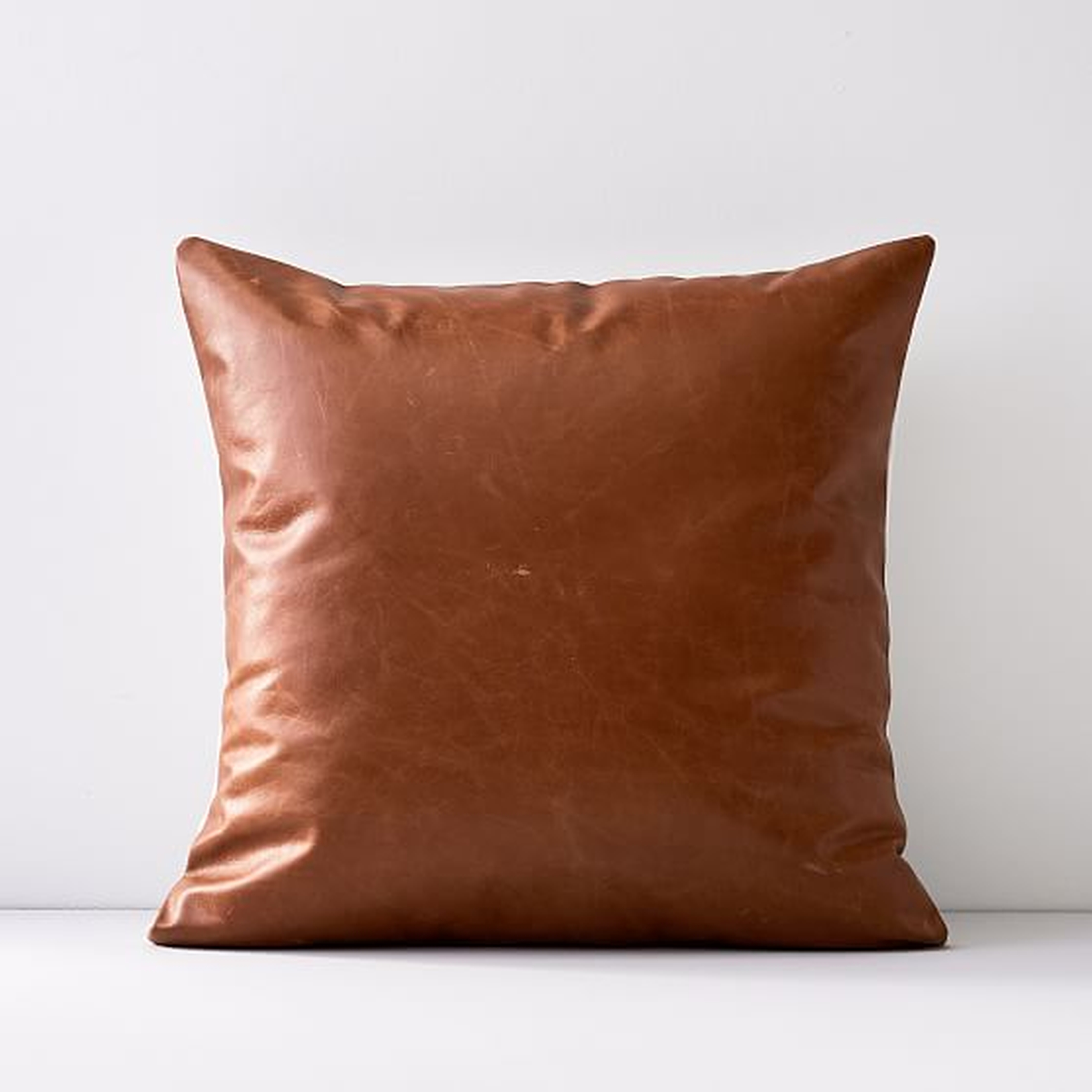 Leather Pillow Cover, 20"x20", Saddle - West Elm