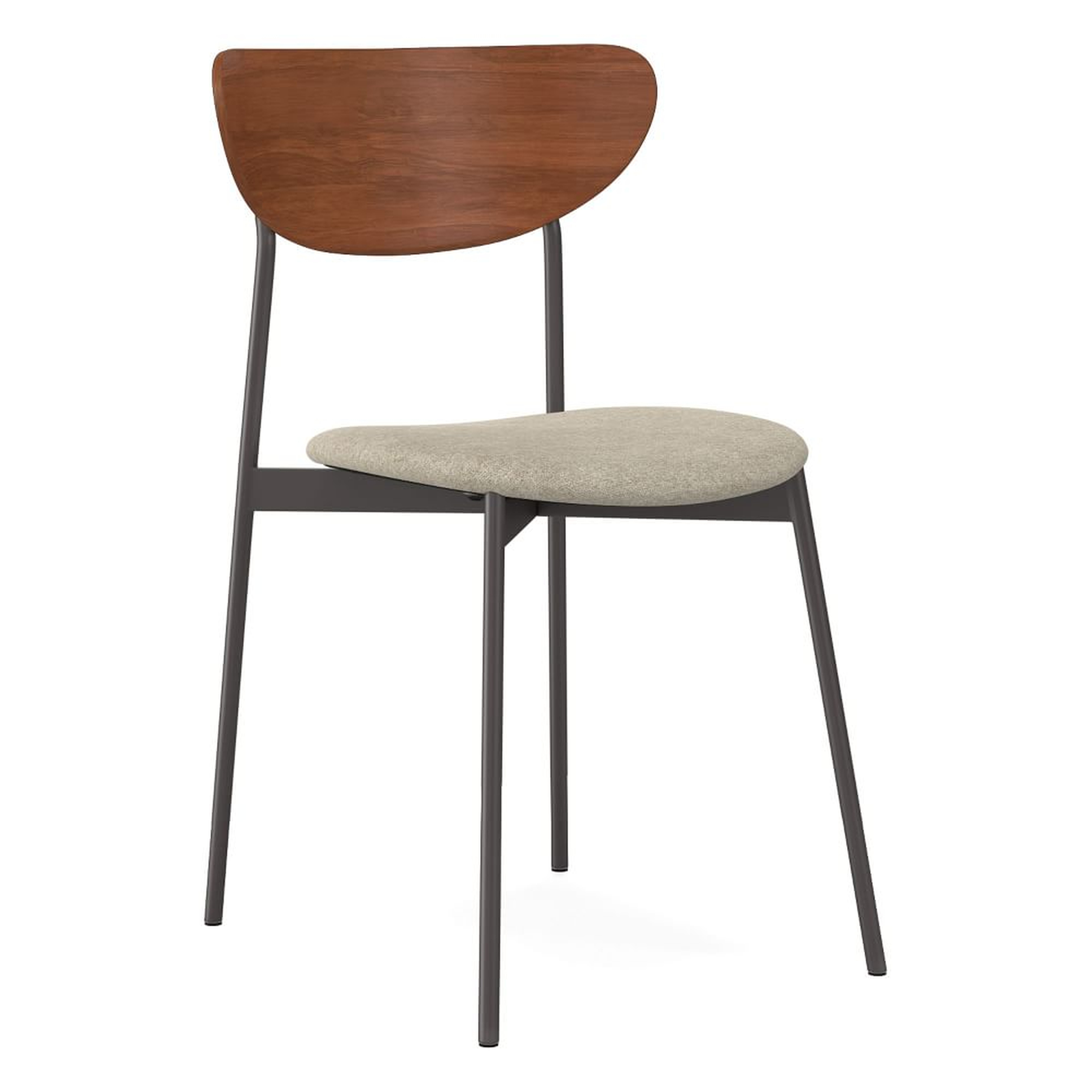Modern Petal Wood/Upholstered Dining Chair,Distressed Velvet,Dune,Dark Bronze - West Elm